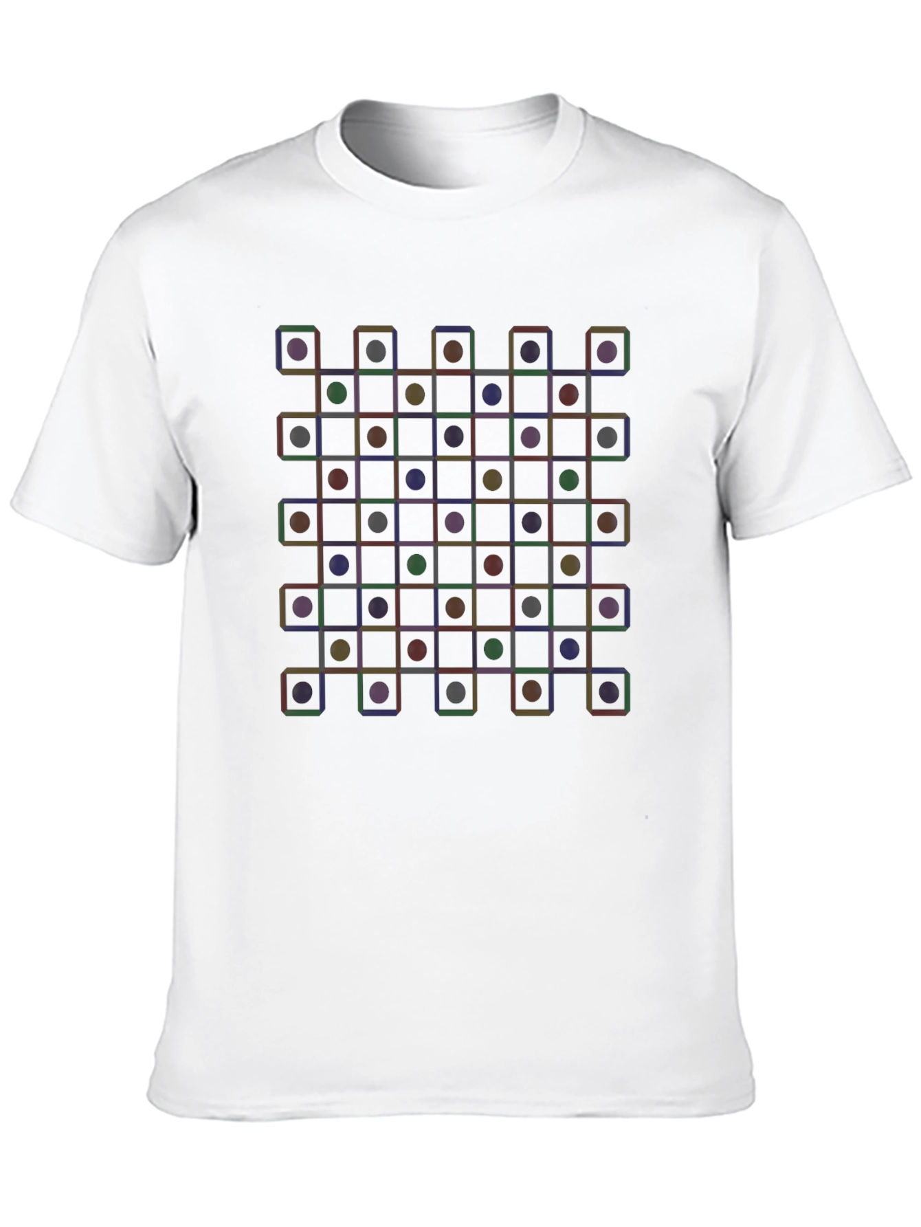 Geometric Circle & Square Grid T-Shirt - Modern Abstract Tee