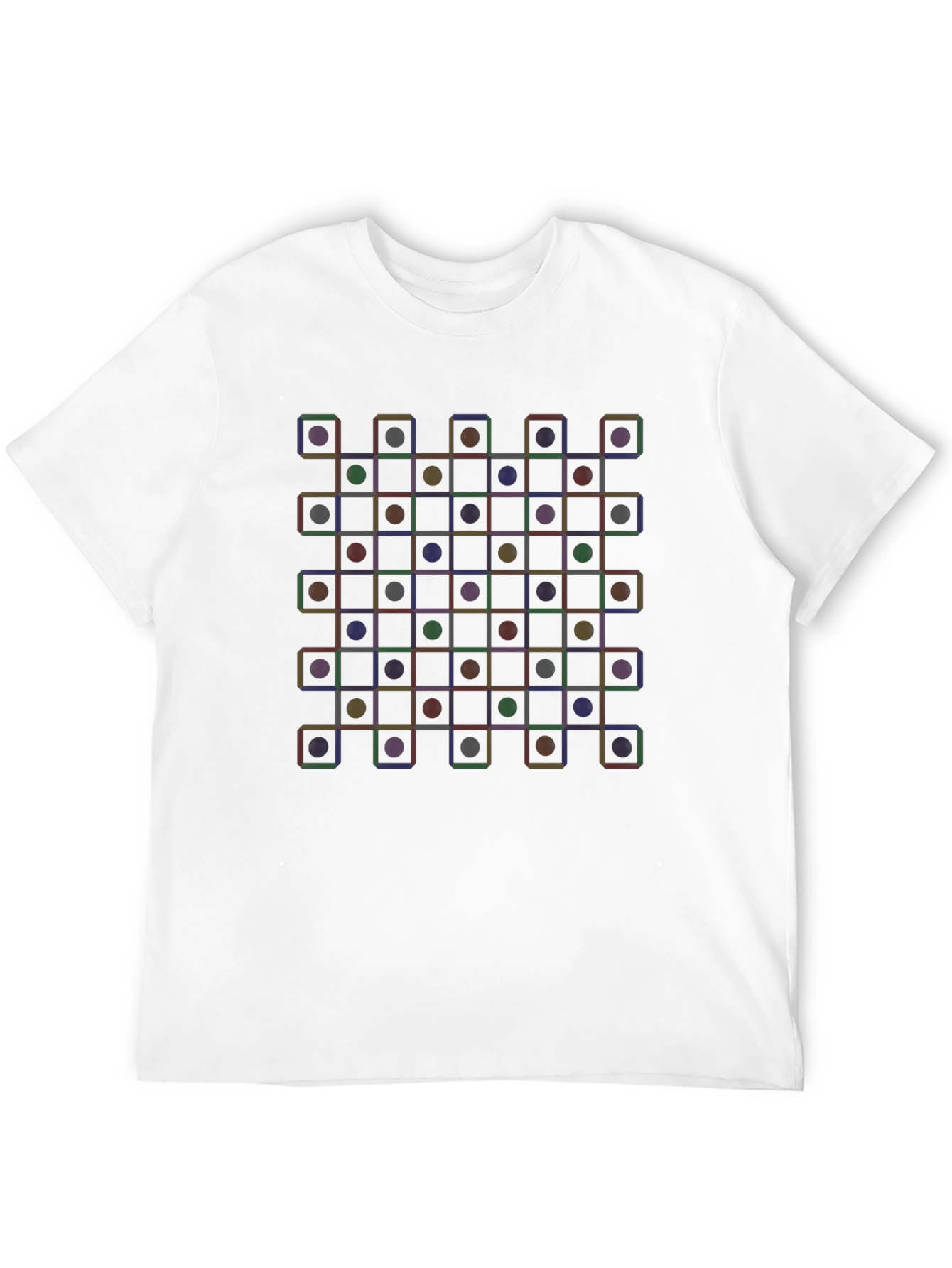 Geometric Circle & Square Grid T-Shirt - Modern Abstract Tee