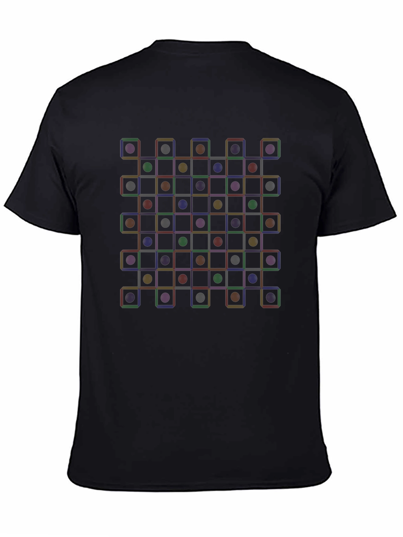 Geometric Circle & Square Grid T-Shirt - Modern Abstract Tee