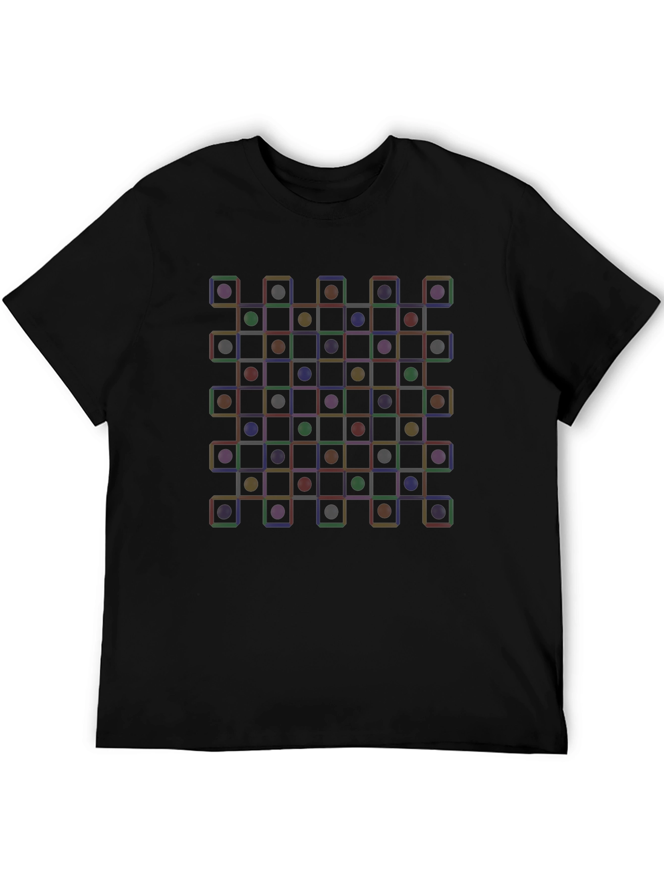Geometric Circle & Square Grid T-Shirt - Modern Abstract Tee