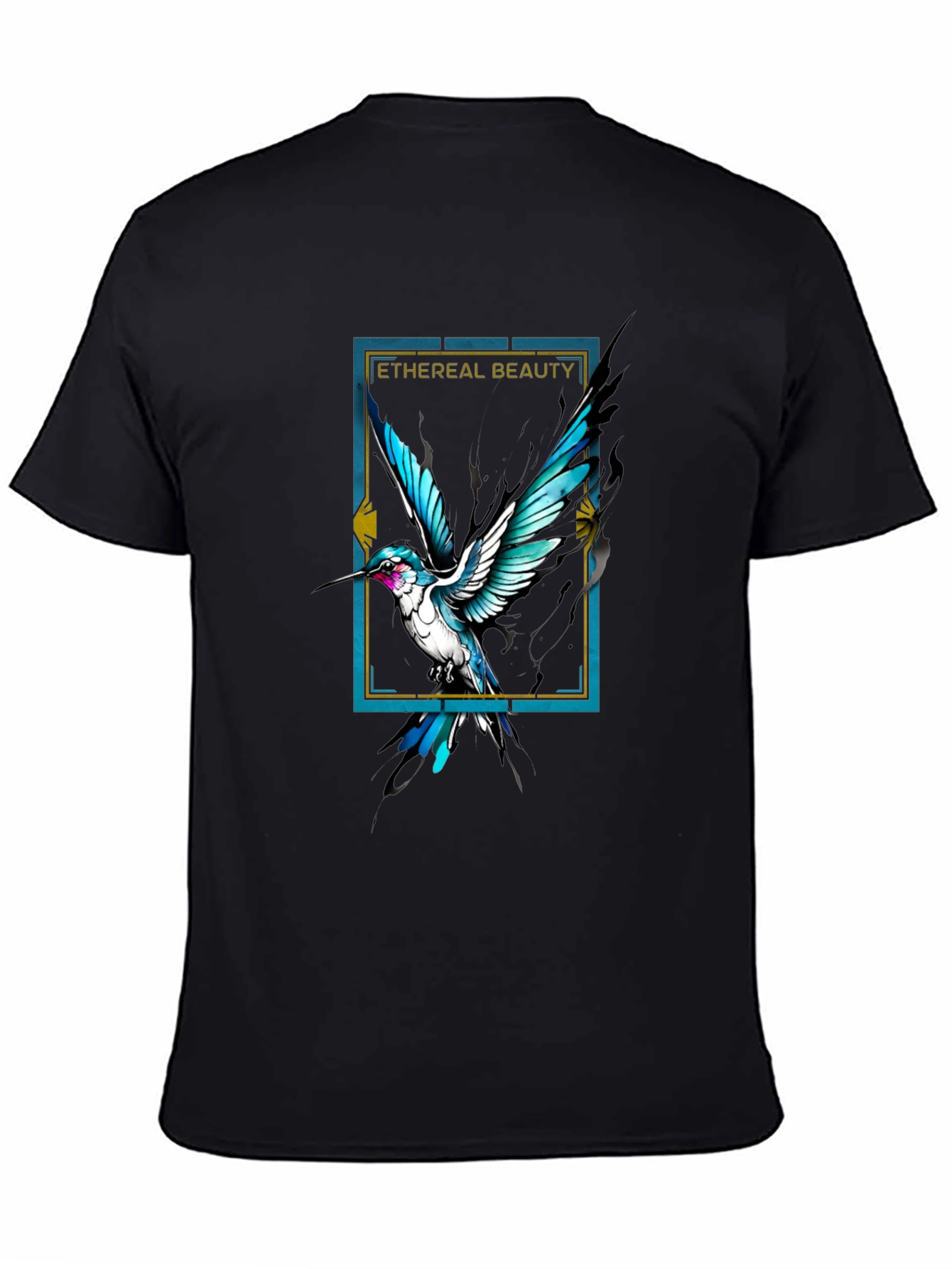 Ethereal Beauty Bird Graphic Black Tee