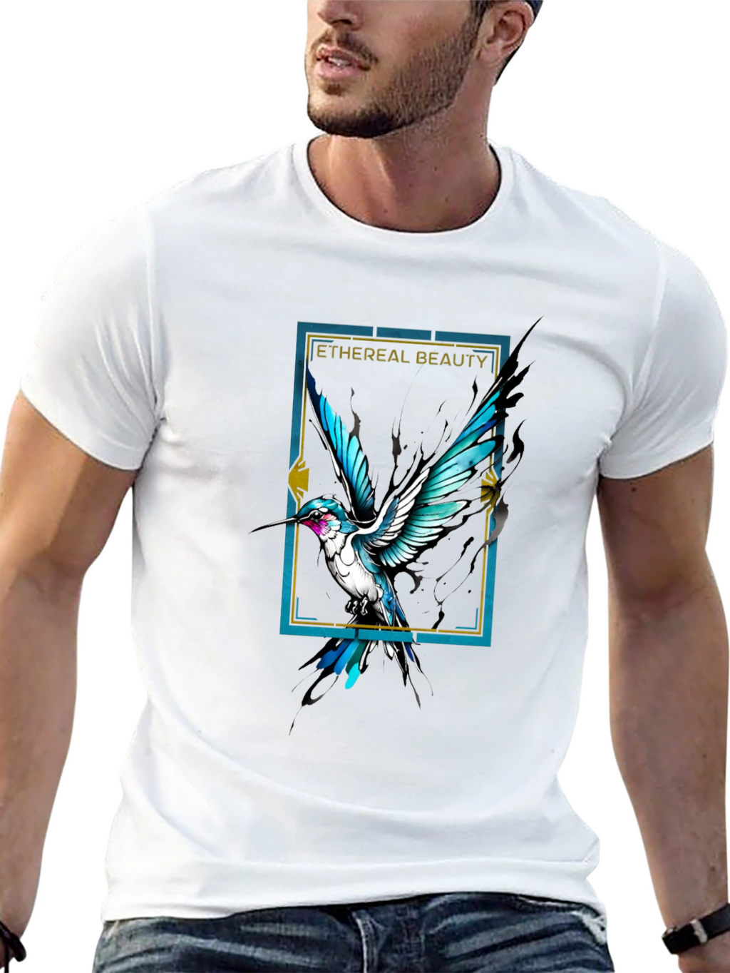 Ethereal Beauty Bird Graphic Black Tee