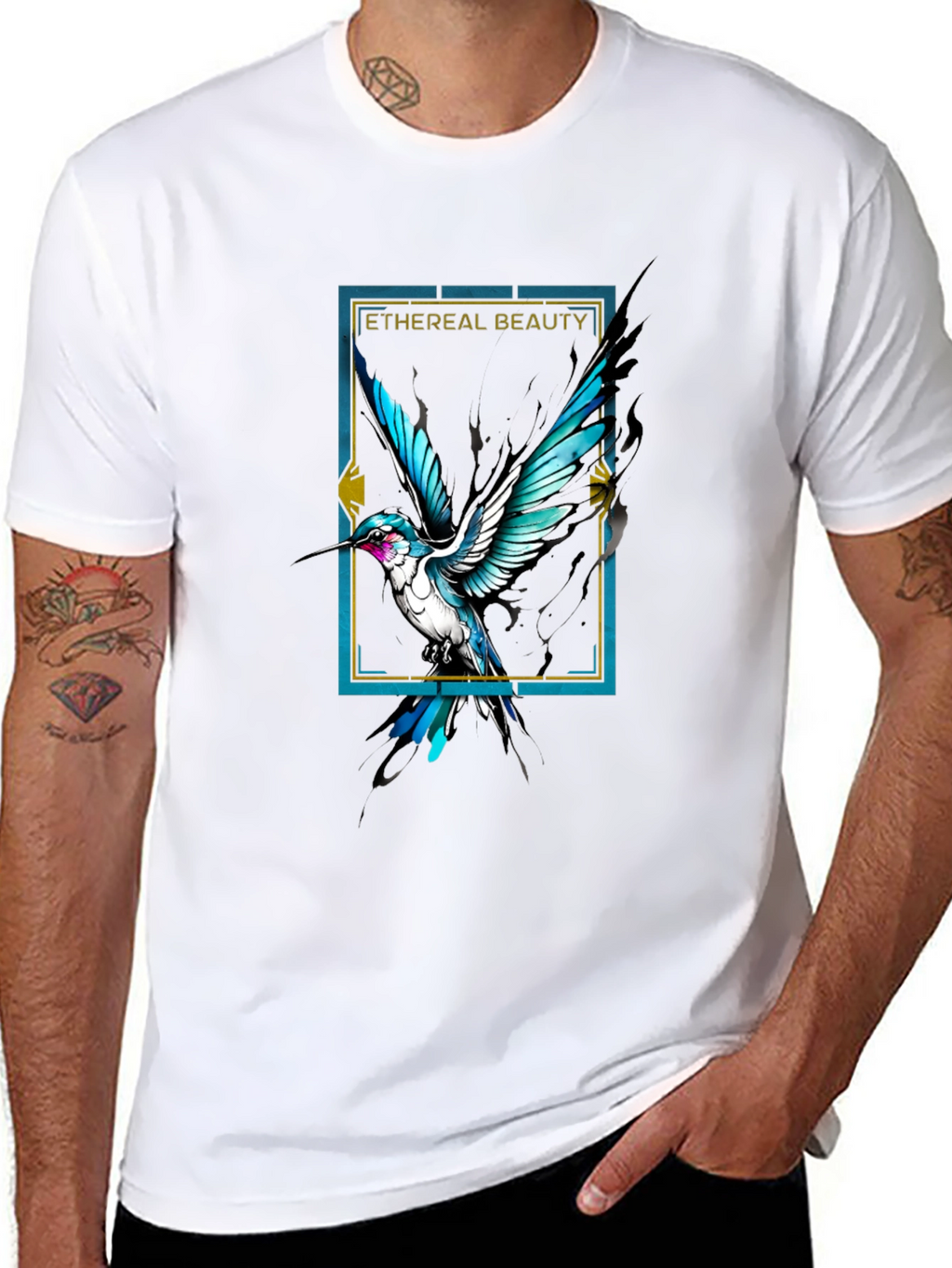Ethereal Beauty Bird Graphic Black Tee