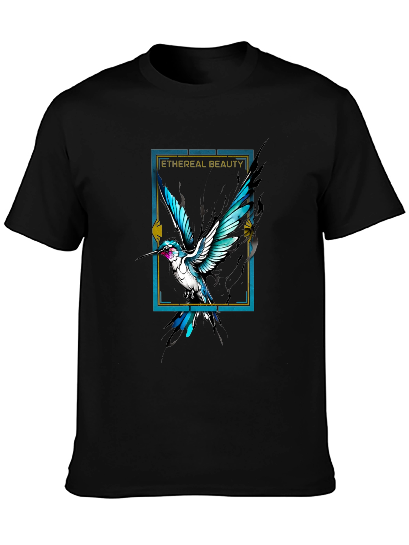 Ethereal Beauty Bird Graphic Black Tee