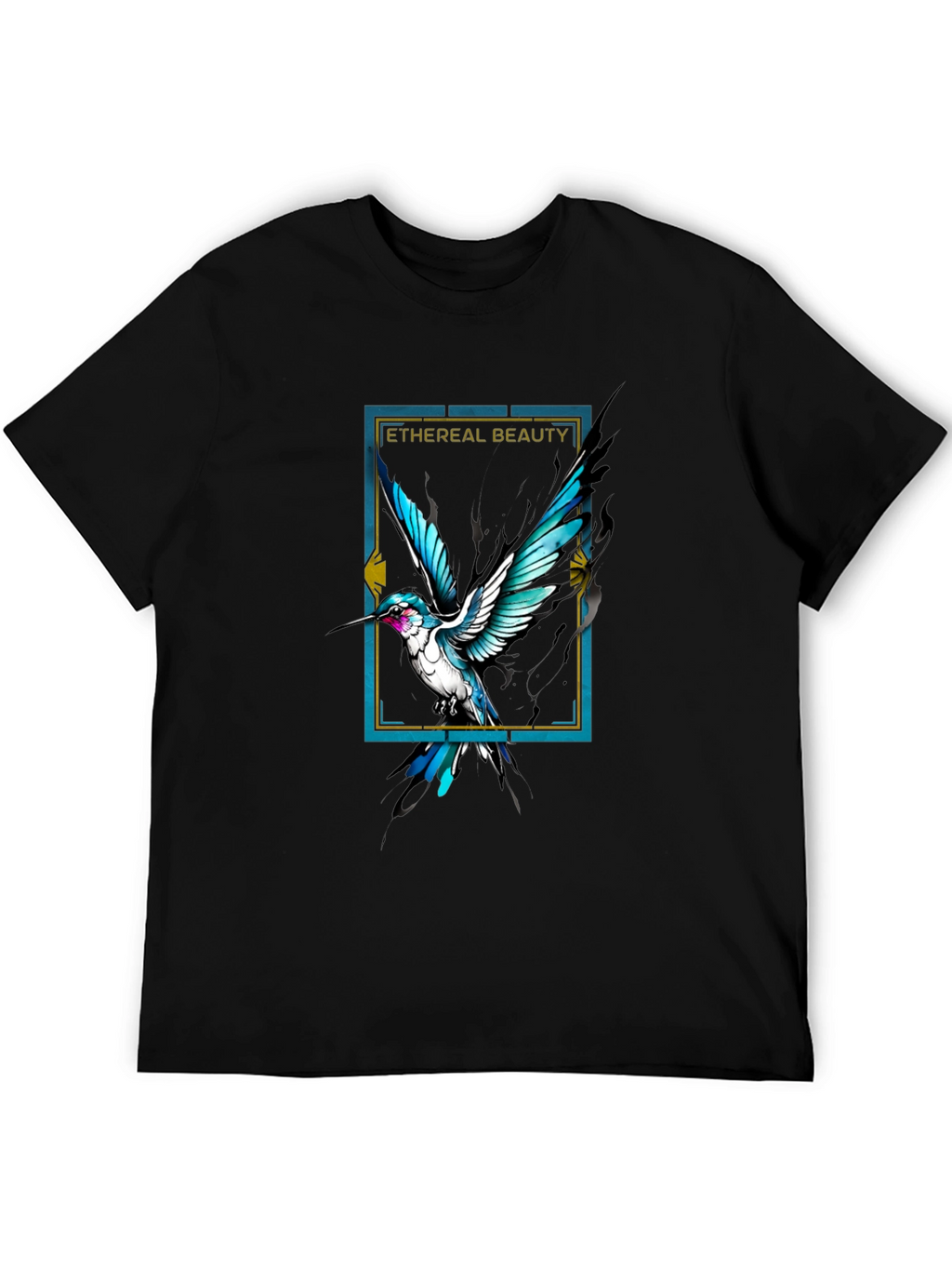 Ethereal Beauty Bird Graphic Black Tee