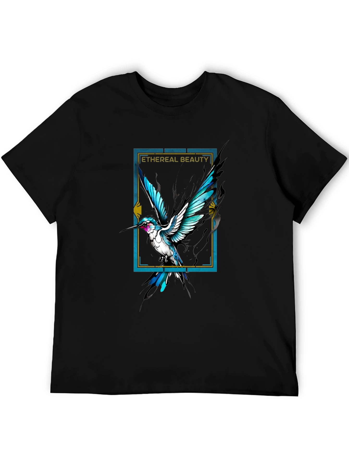 Ethereal Beauty Bird Graphic Black Tee