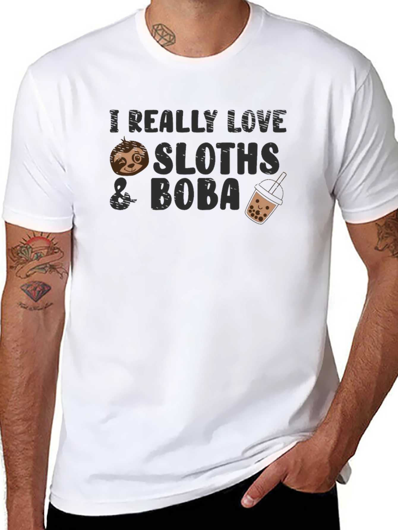 I Love Sloths & Boba T-Shirt - Cute Graphic Tee