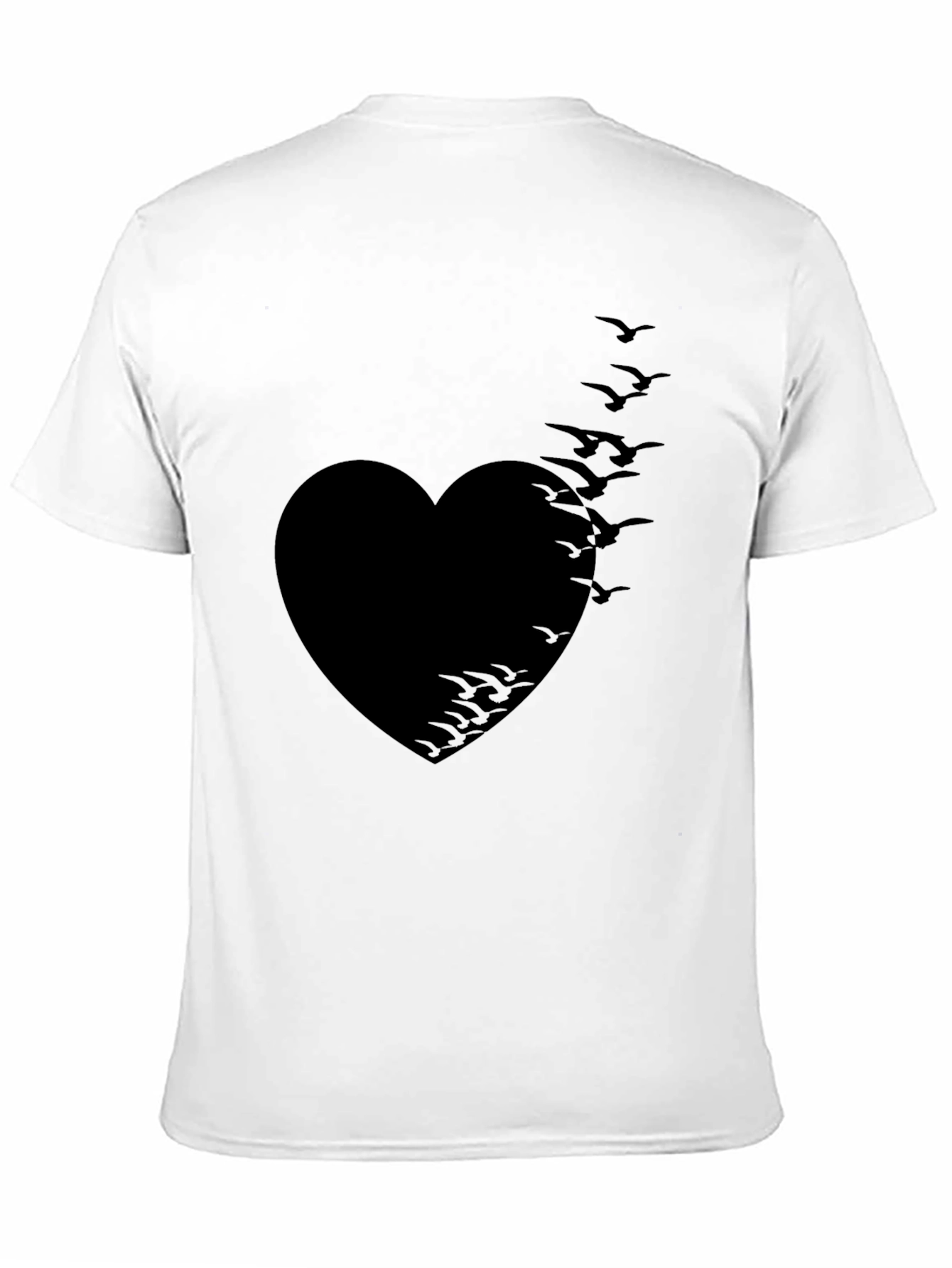Heart Birds Graphic Tee - Stylish Black T-Shirt