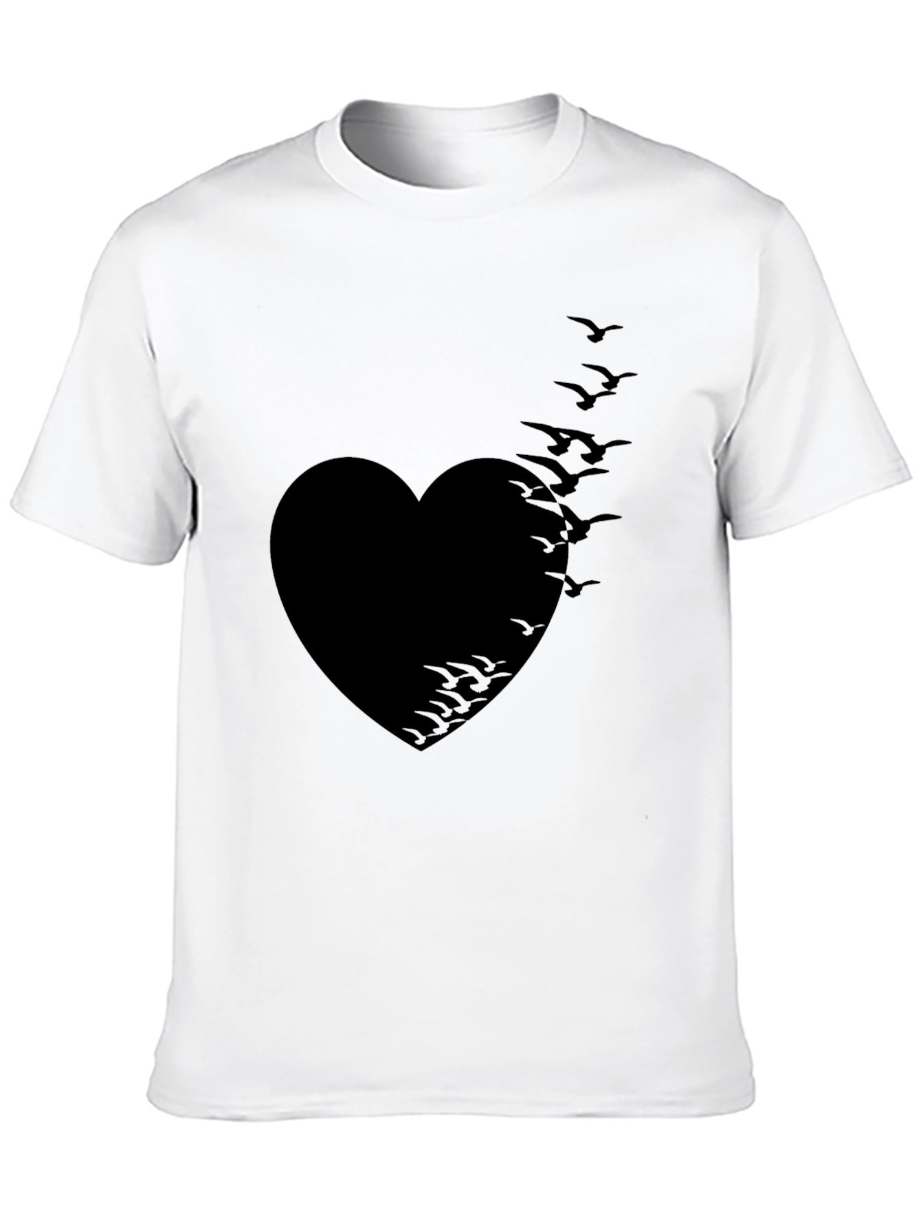Heart Birds Graphic Tee - Stylish Black T-Shirt