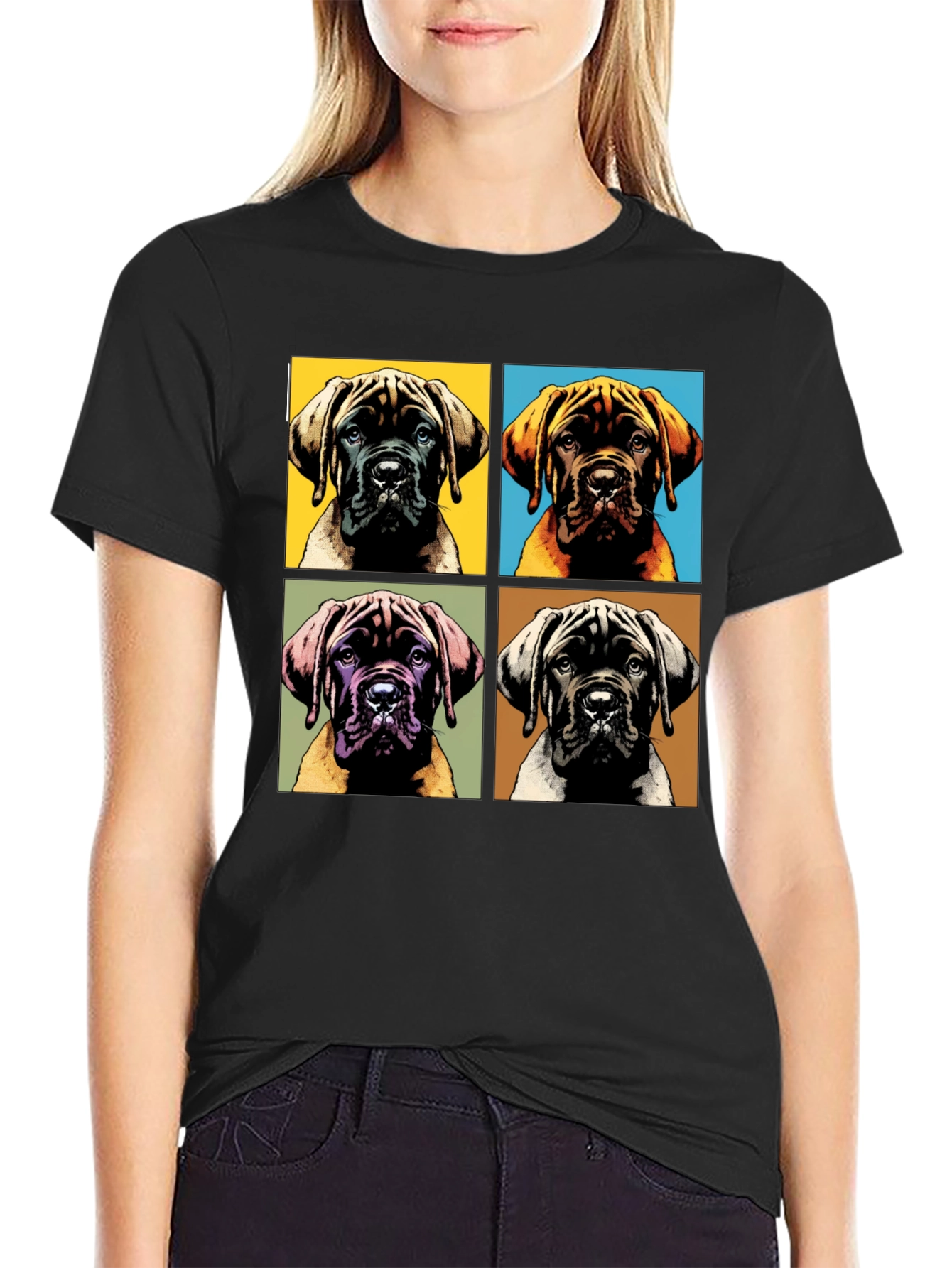 Dog Pop Art Graphic Tee - Mens Black T-Shirt