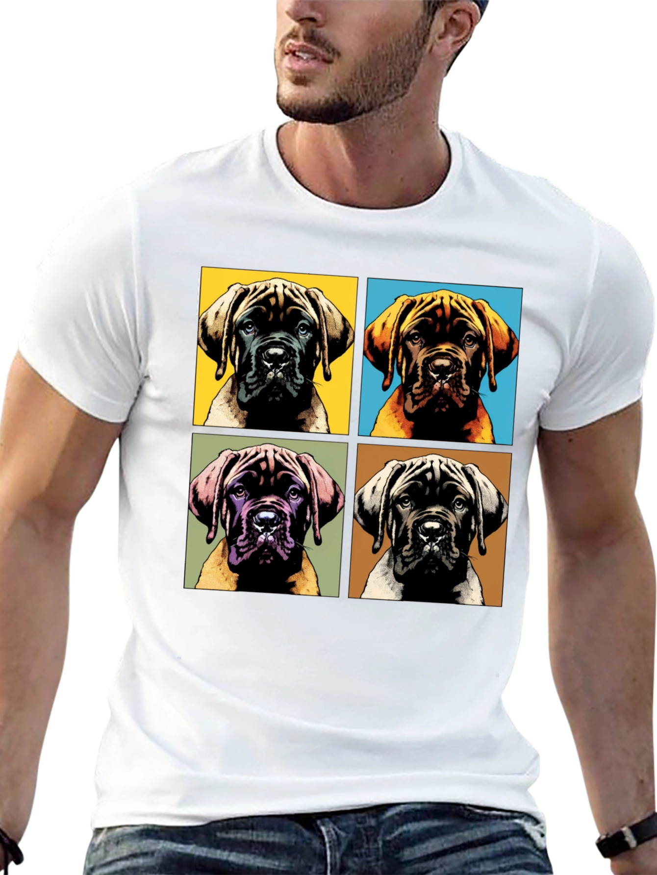 Dog Pop Art Graphic Tee - Mens Black T-Shirt
