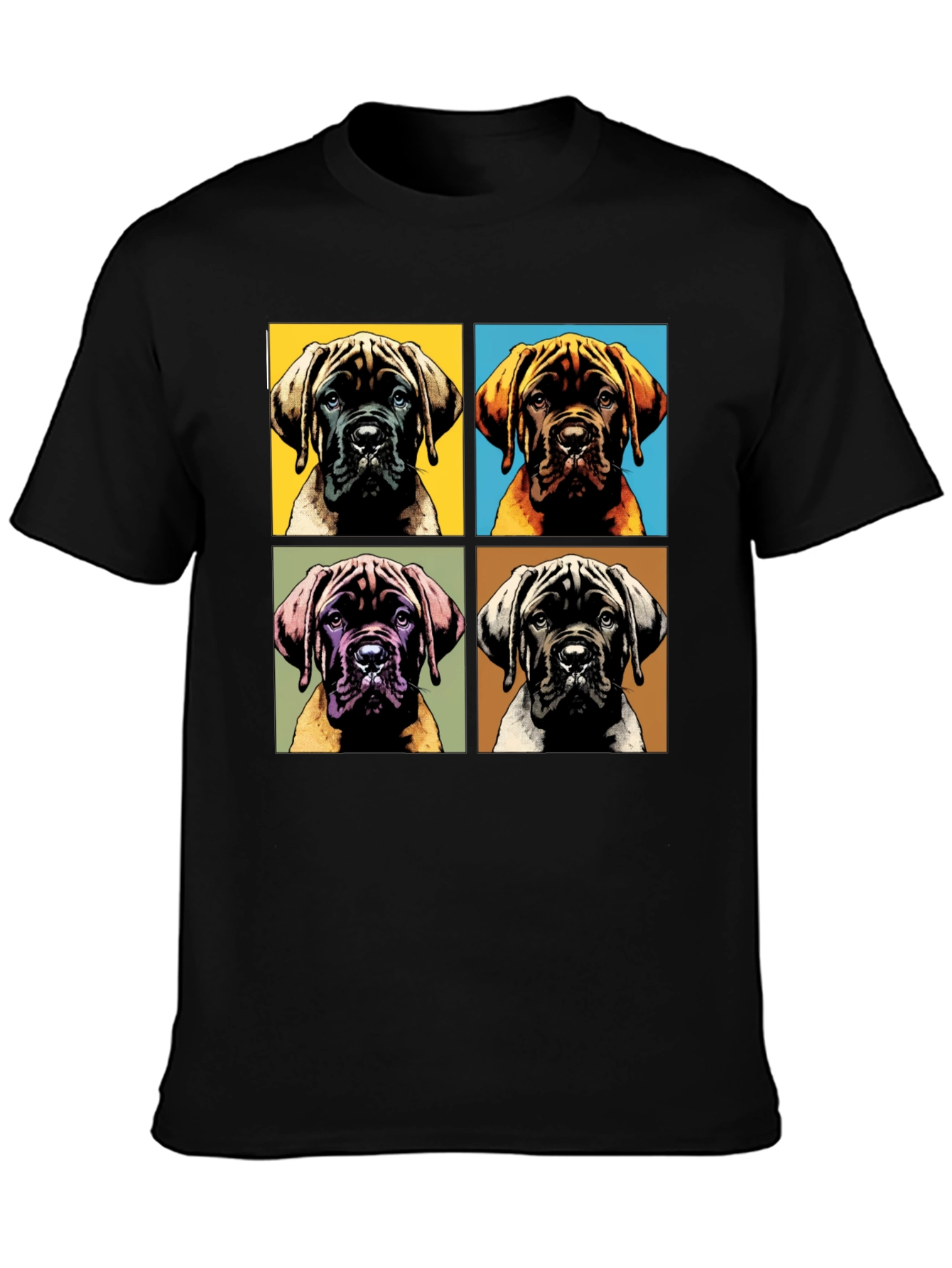 Dog Pop Art Graphic Tee - Mens Black T-Shirt