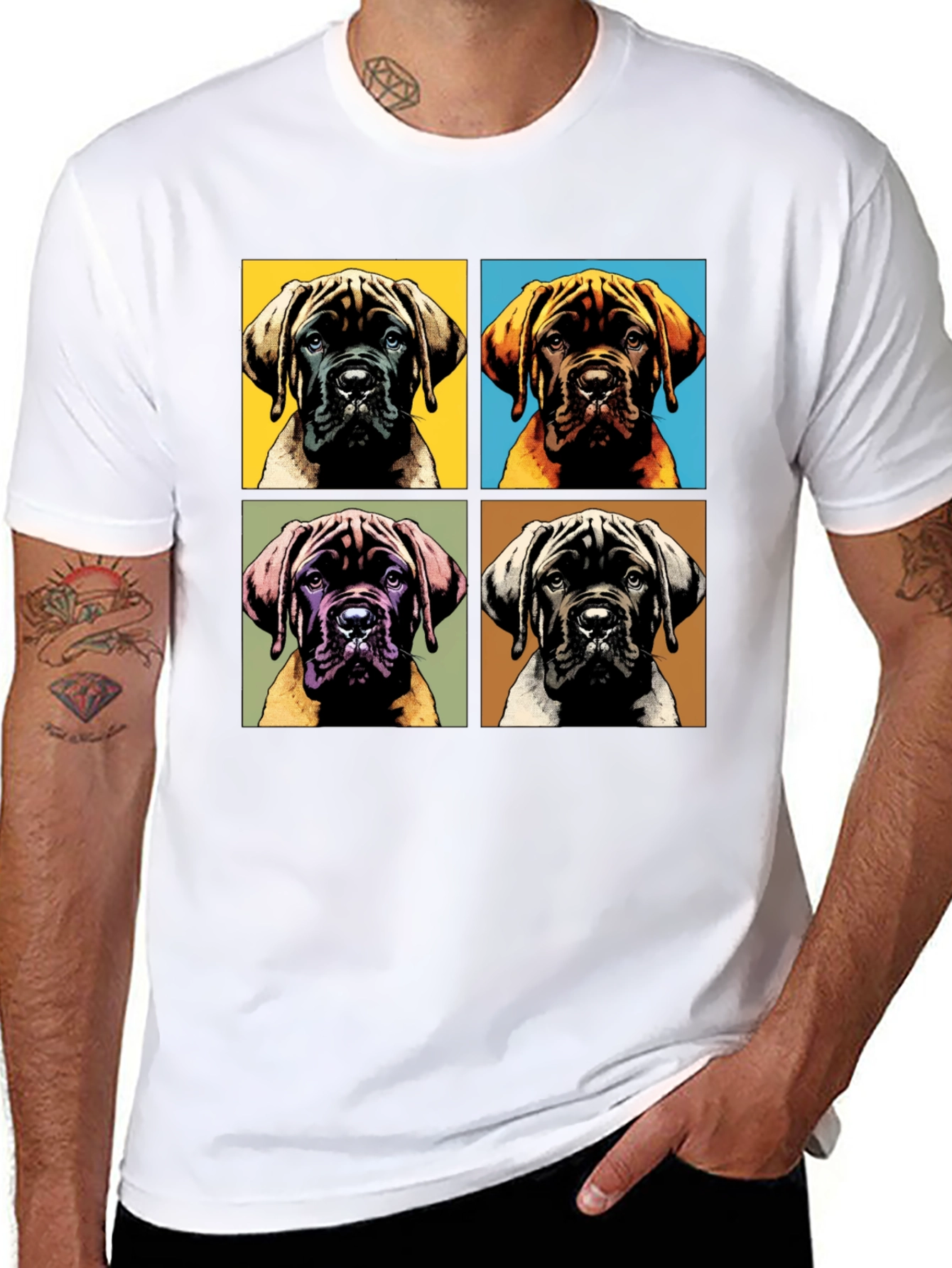 Dog Pop Art Graphic Tee - Mens Black T-Shirt