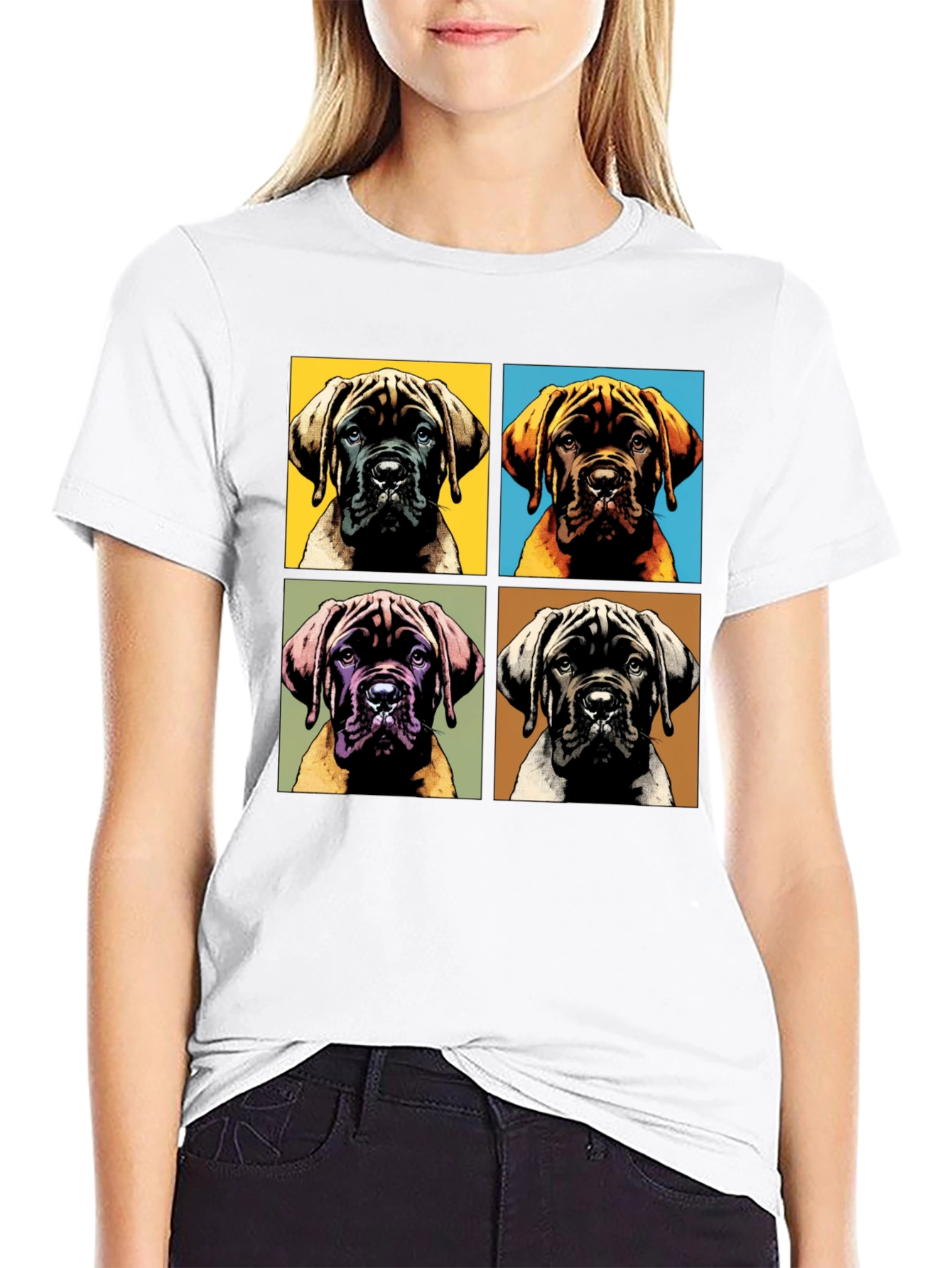 Dog Pop Art Graphic Tee - Mens Black T-Shirt