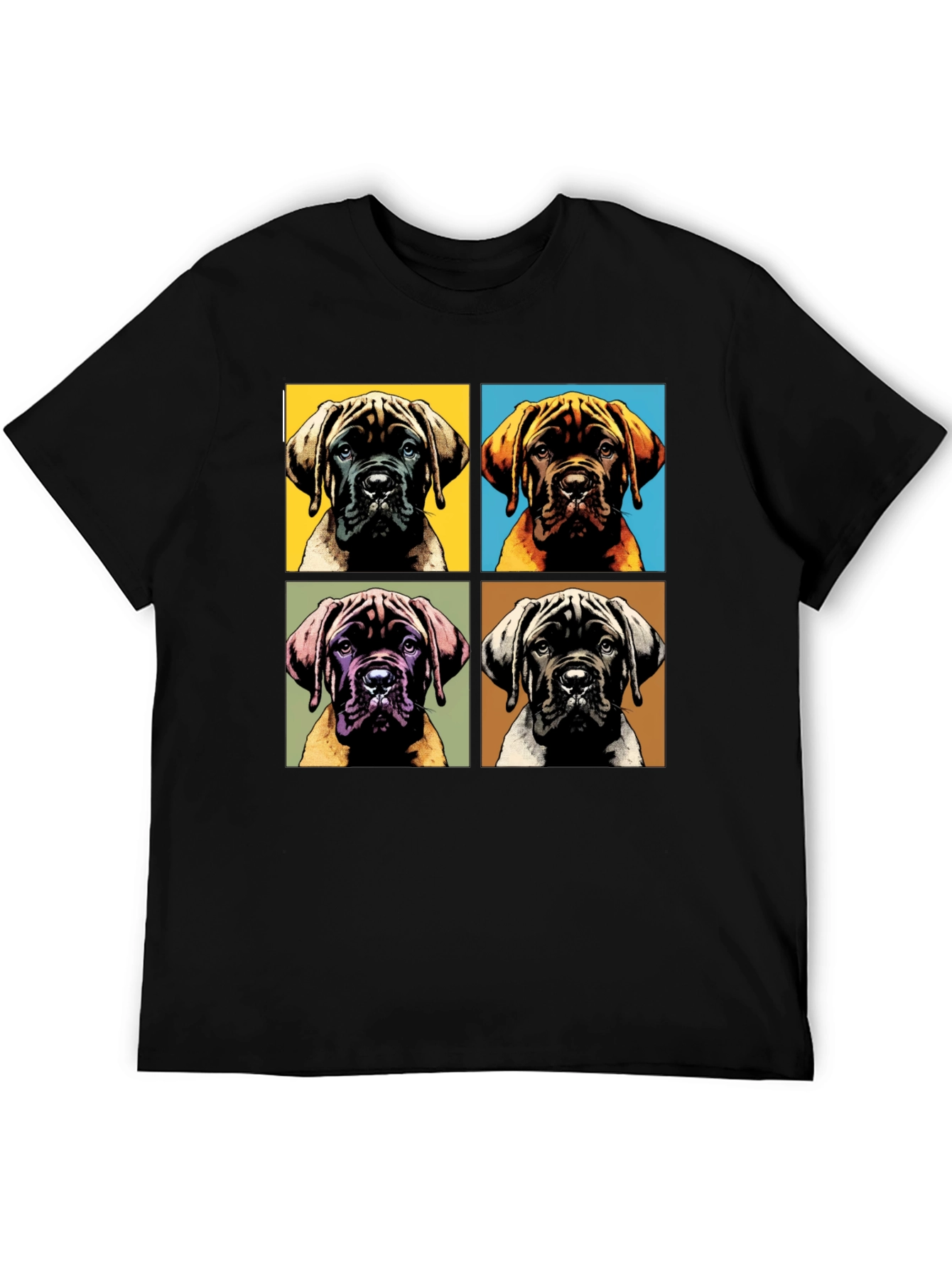 Dog Pop Art Graphic Tee - Mens Black T-Shirt