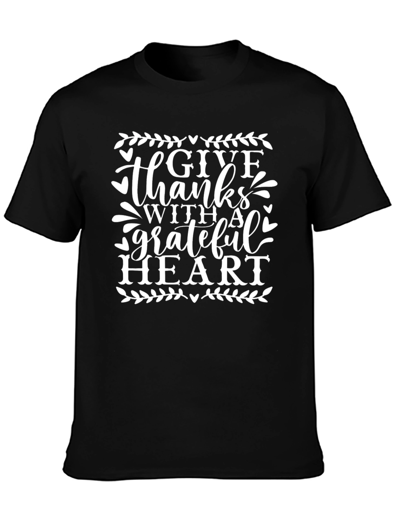 Give Thanks Grateful Heart Black T-Shirt