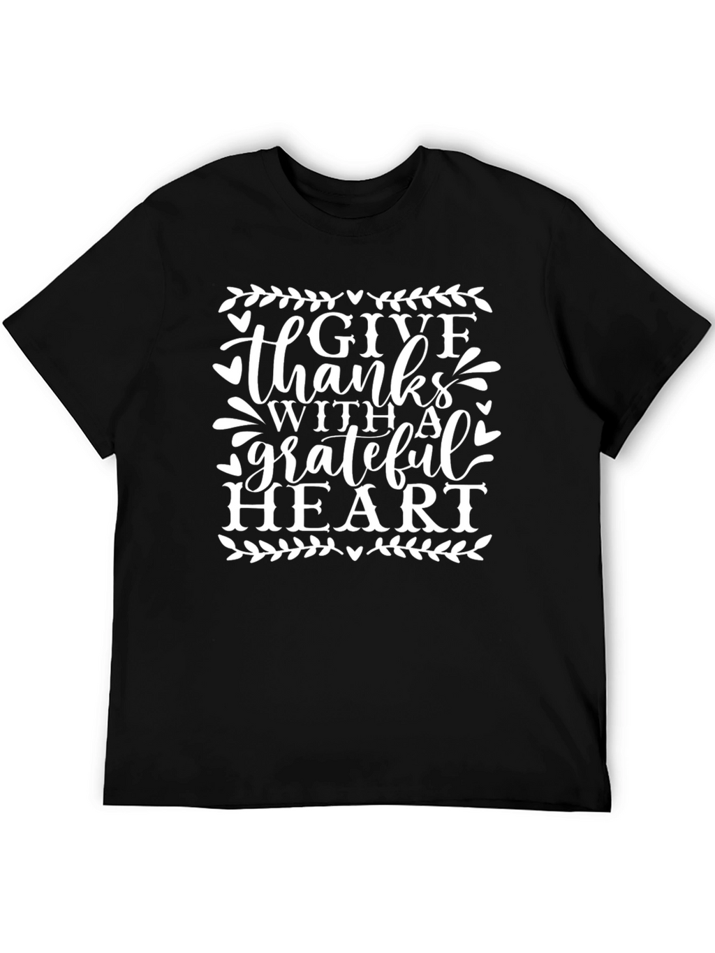 Give Thanks Grateful Heart Black T-Shirt