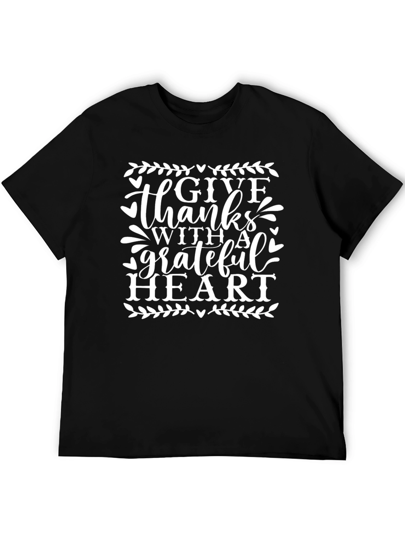 Give Thanks Grateful Heart Black T-Shirt