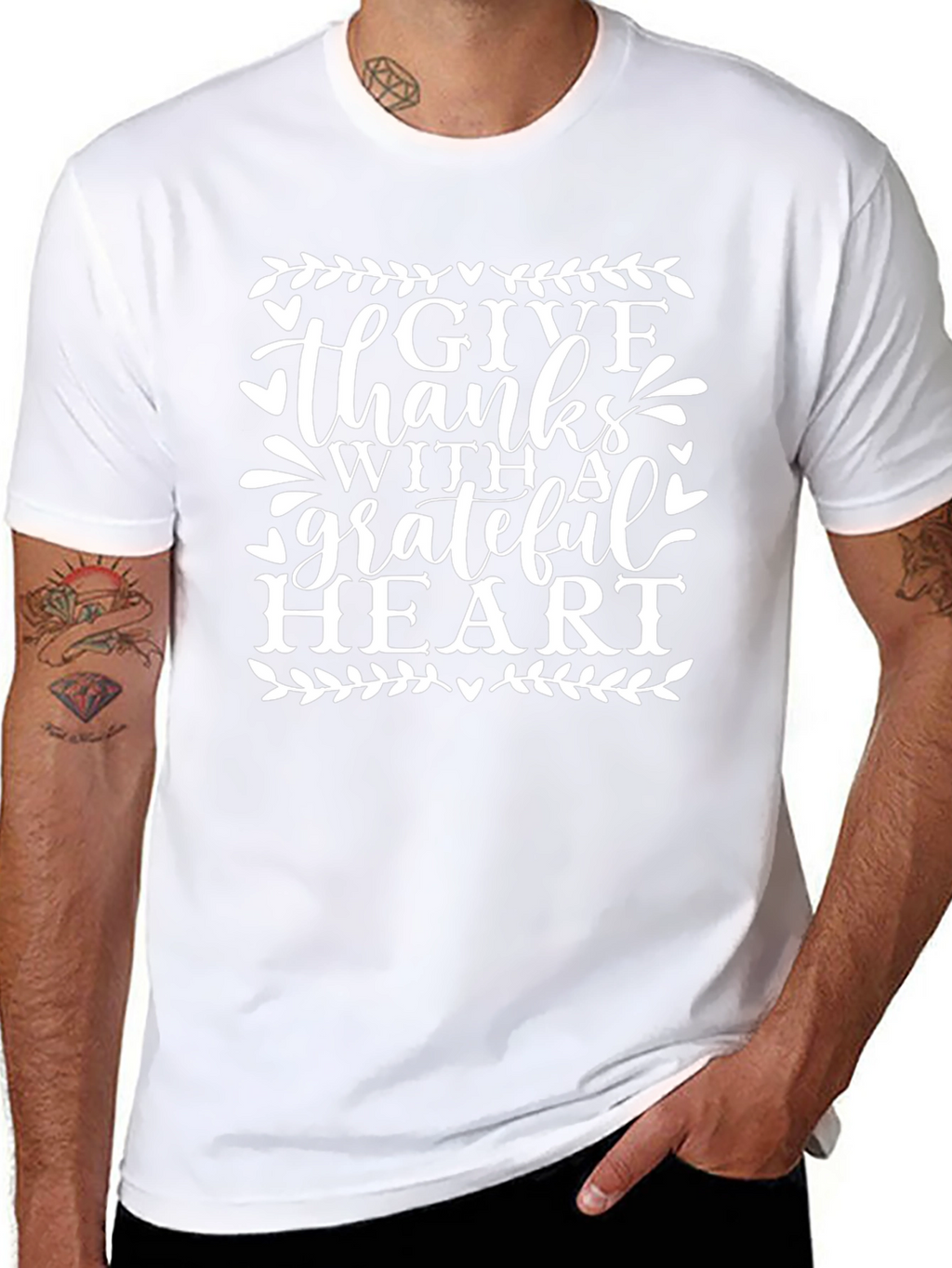 Give Thanks Grateful Heart Black T-Shirt