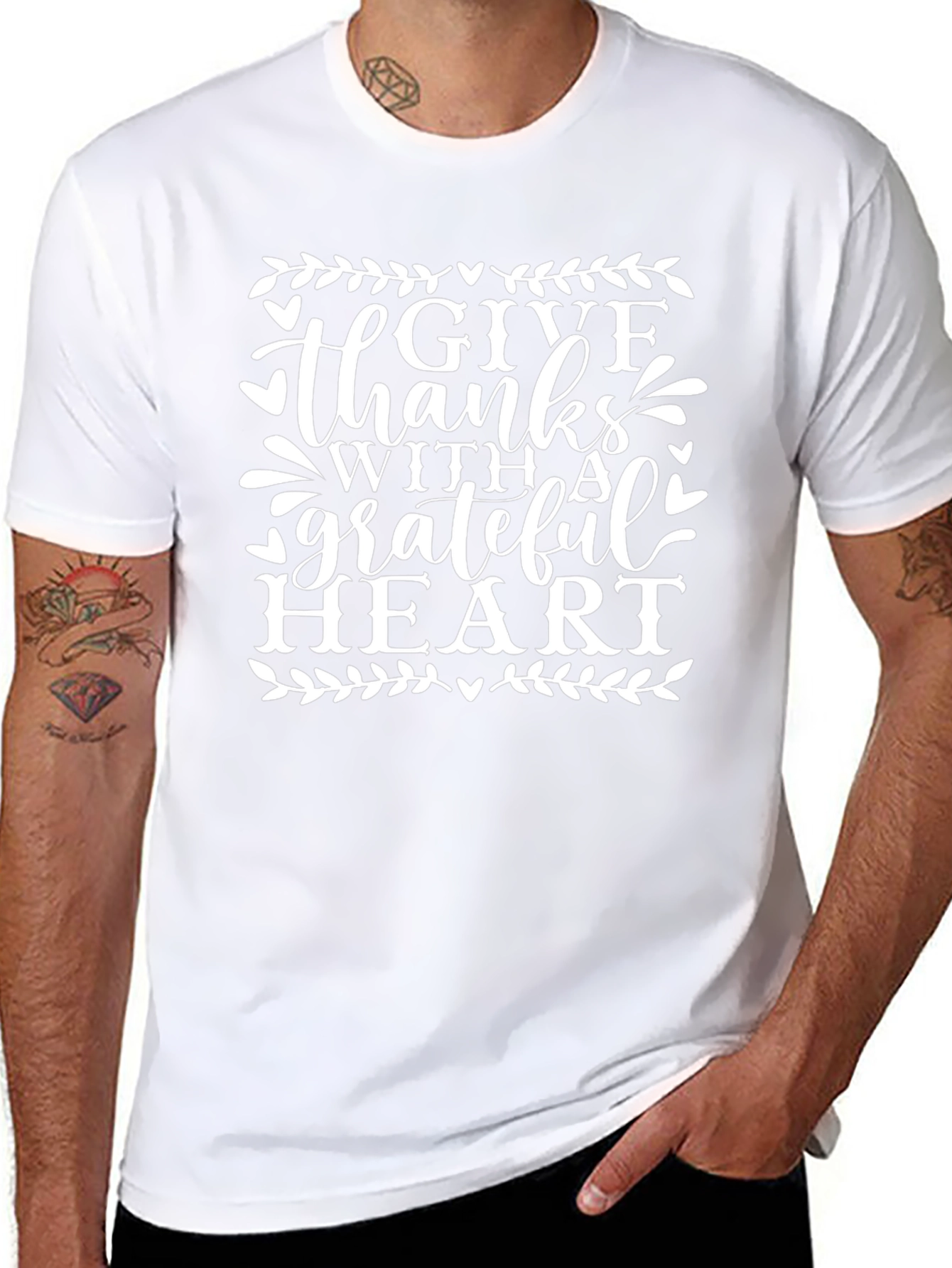 Give Thanks Grateful Heart Black T-Shirt