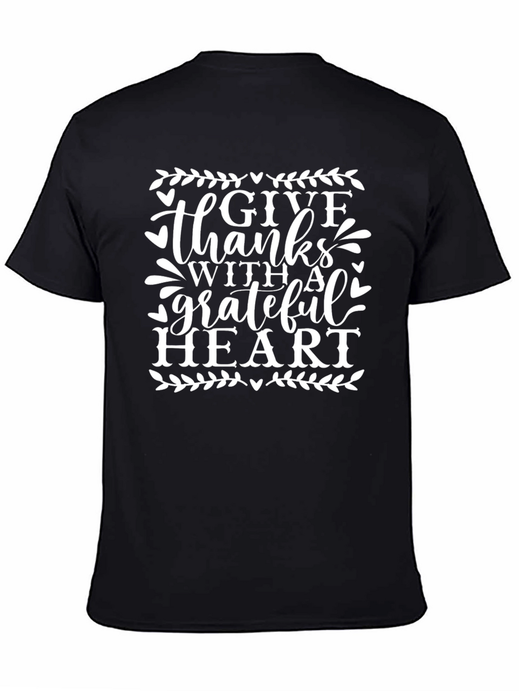 Give Thanks Grateful Heart Black T-Shirt