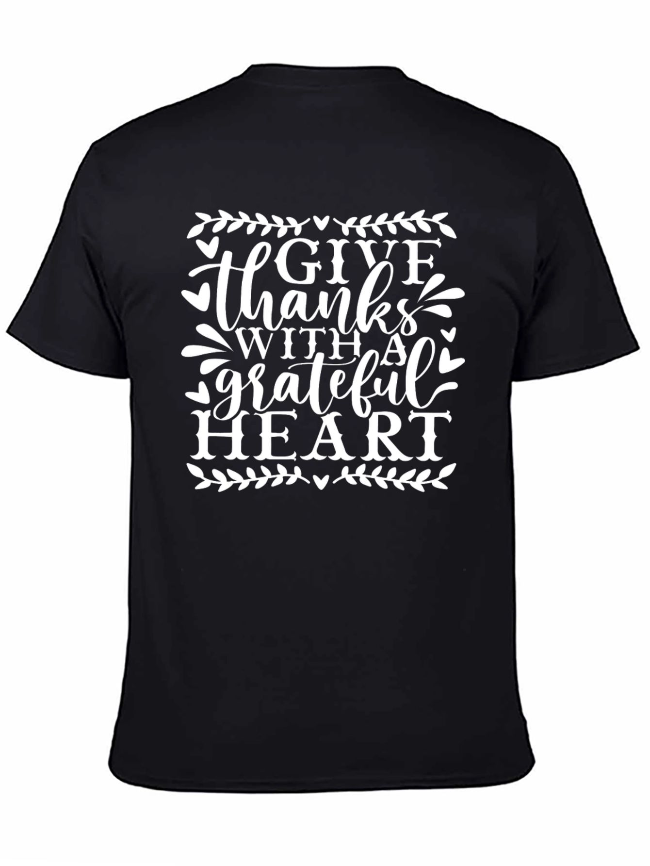 Give Thanks Grateful Heart Black T-Shirt