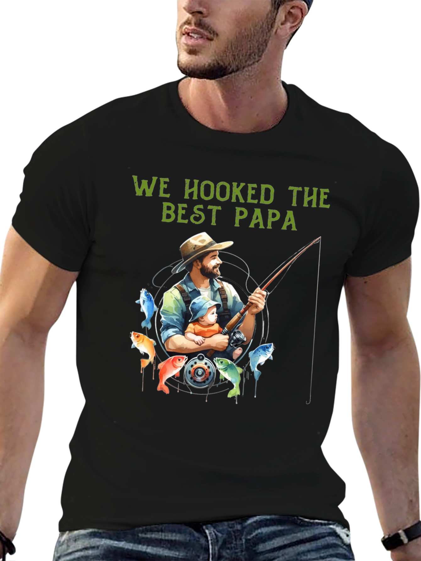 Best Papa Fishing T-Shirt - Hooked on Dad!
