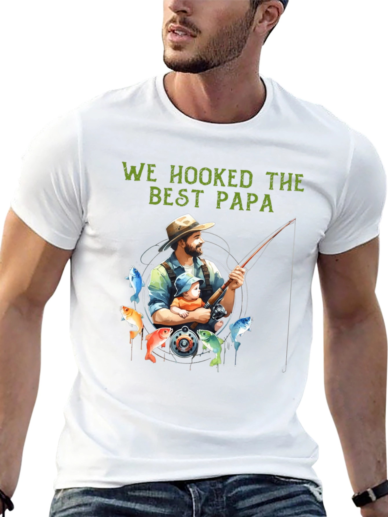 Best Papa Fishing T-Shirt - Hooked on Dad!
