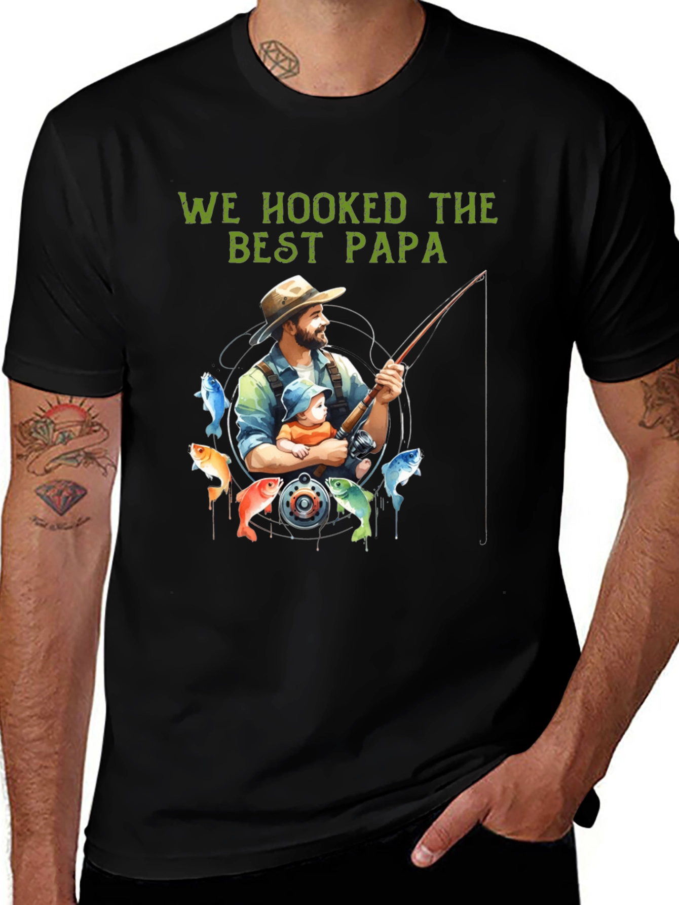 Best Papa Fishing T-Shirt - Hooked on Dad!