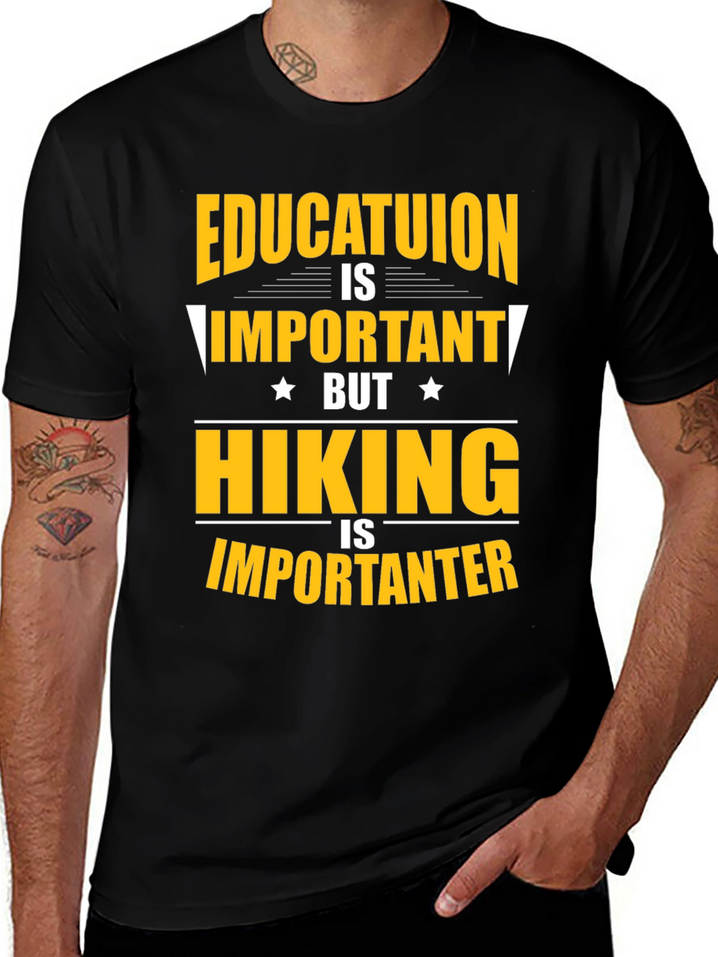 Funny Hiking T-Shirt - Education vs. Hiking