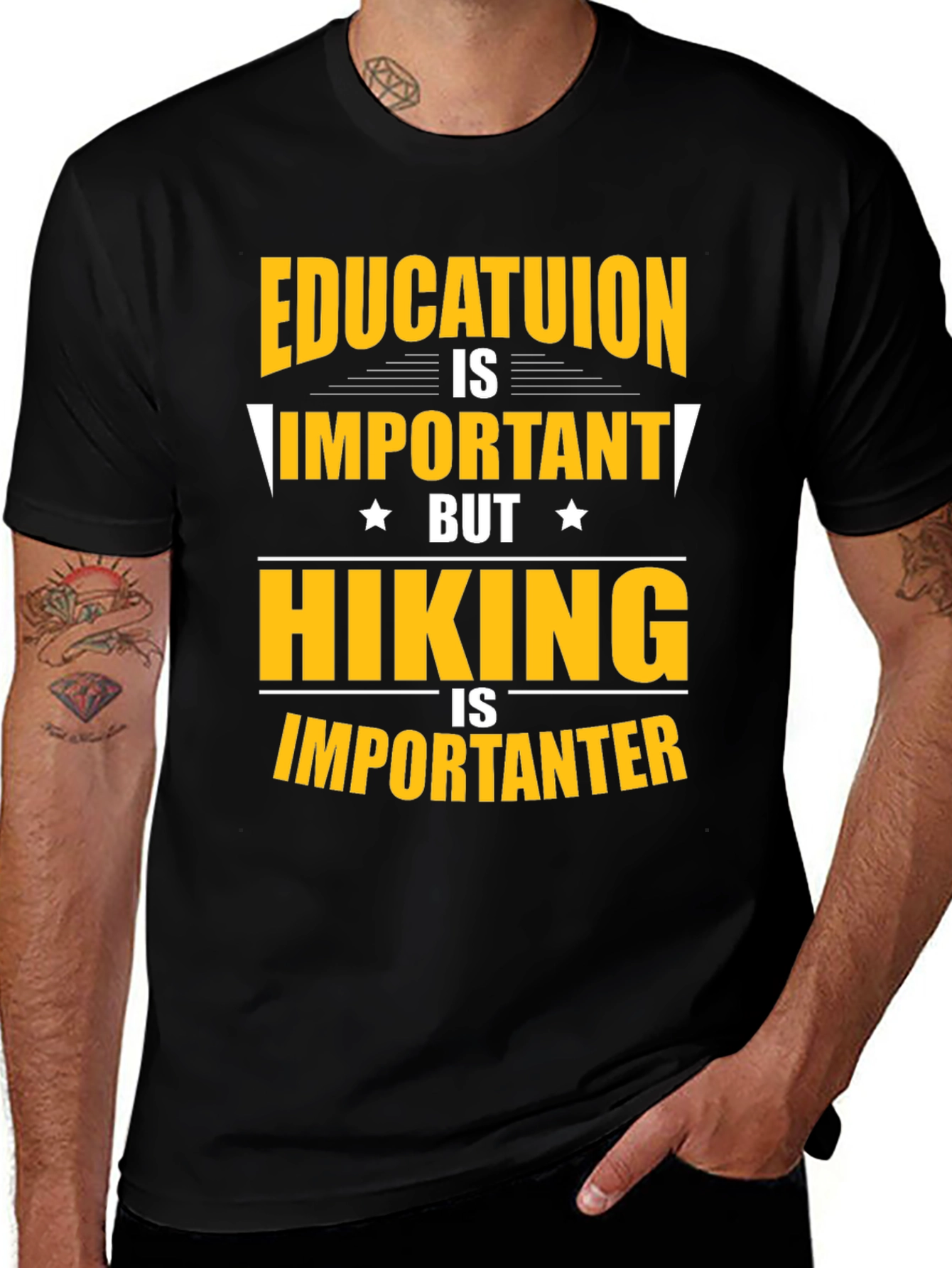 Funny Hiking T-Shirt - Education vs. Hiking