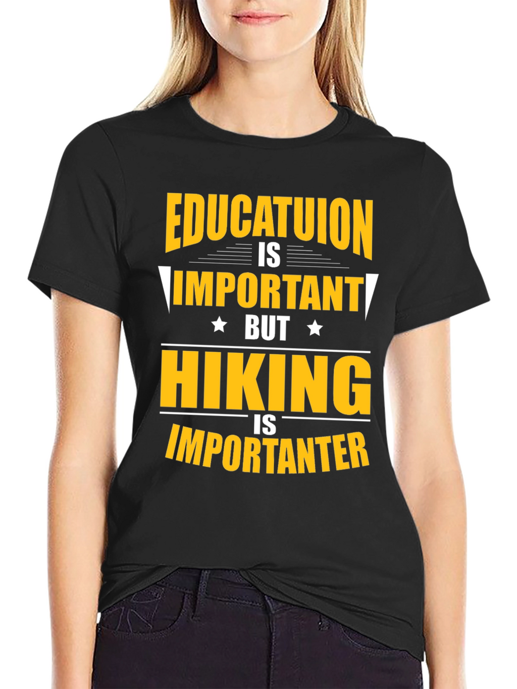 Funny Hiking T-Shirt - Education vs. Hiking