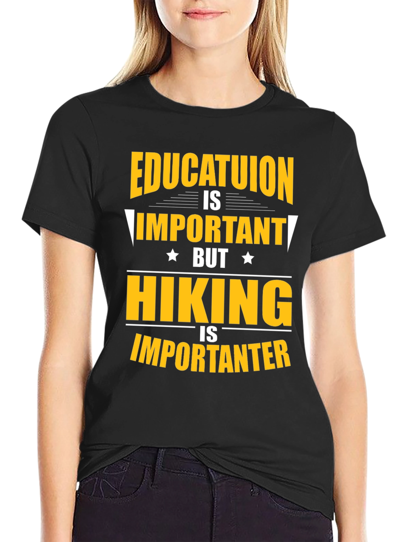 Funny Hiking T-Shirt - Education vs. Hiking