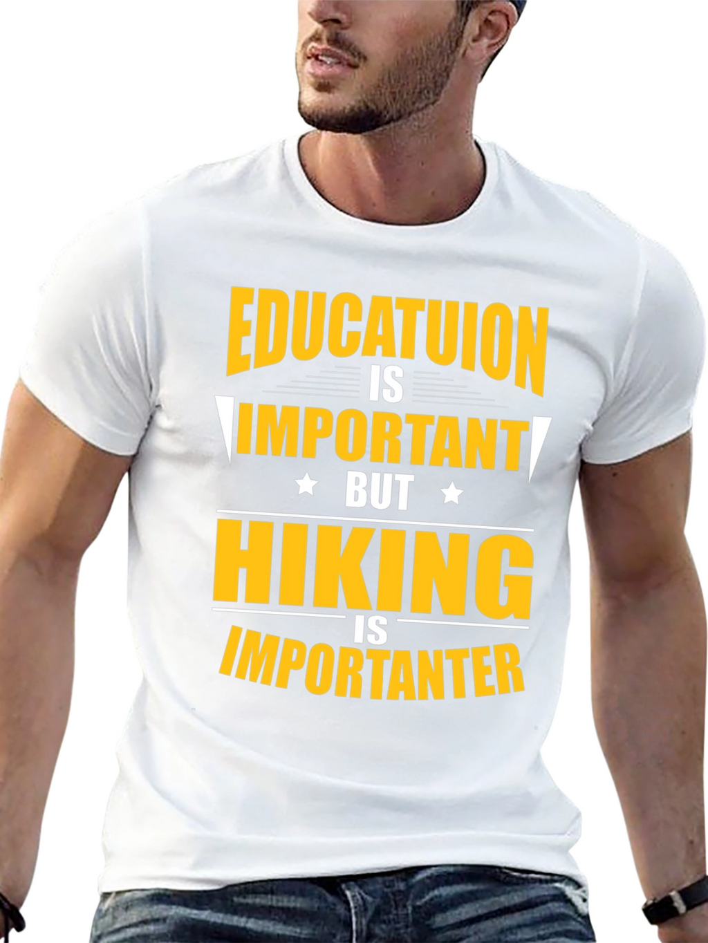 Funny Hiking T-Shirt - Education vs. Hiking