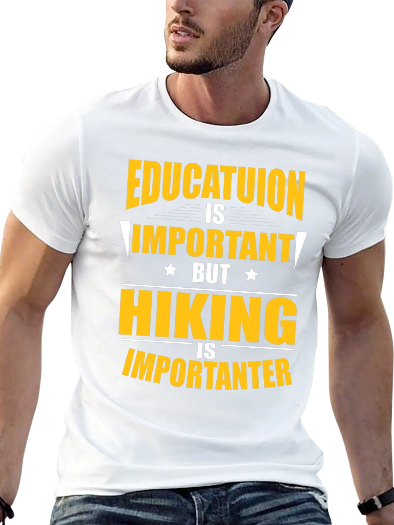 Funny Hiking T-Shirt - Education vs. Hiking
