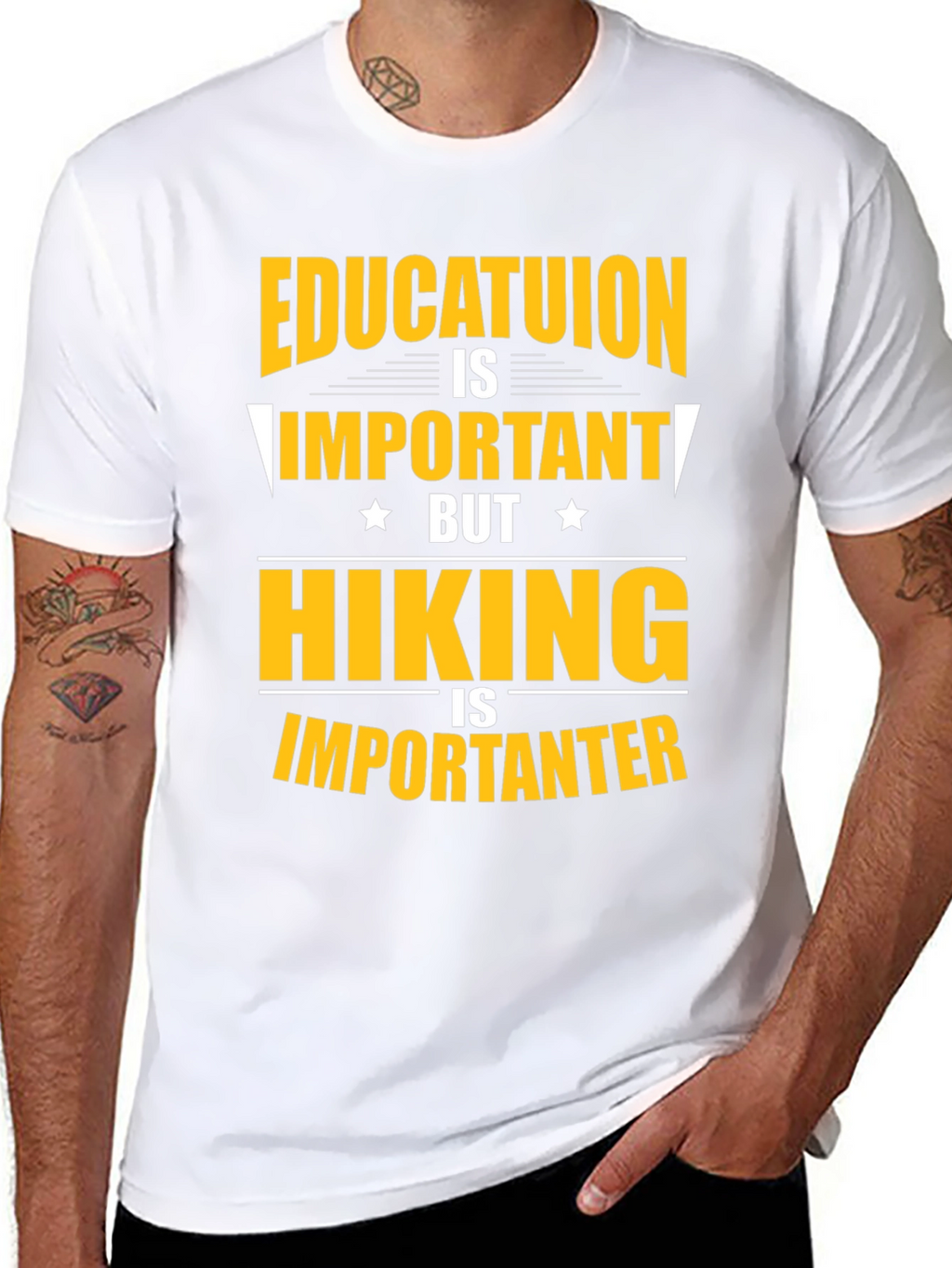 Funny Hiking T-Shirt - Education vs. Hiking