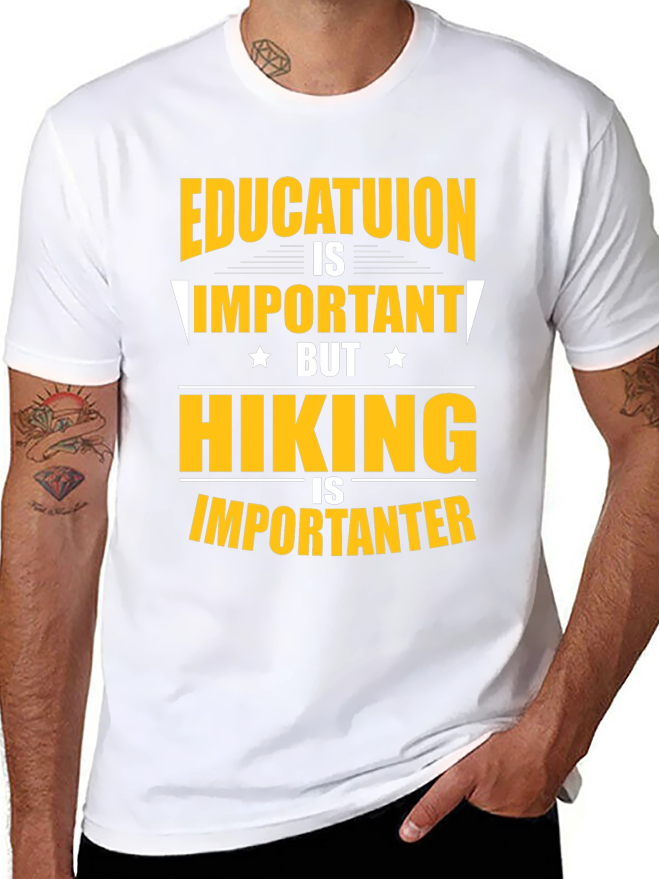 Funny Hiking T-Shirt - Education vs. Hiking