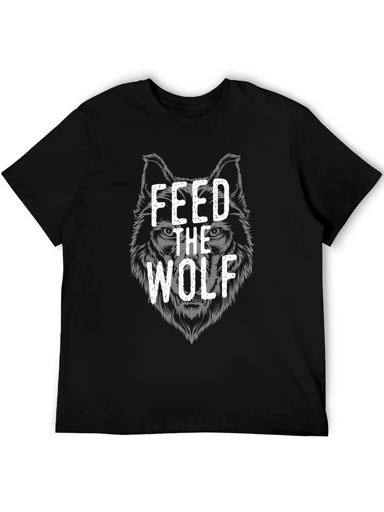 Feed The Wolf Graphic Tee - Black Cotton T-Shirt
