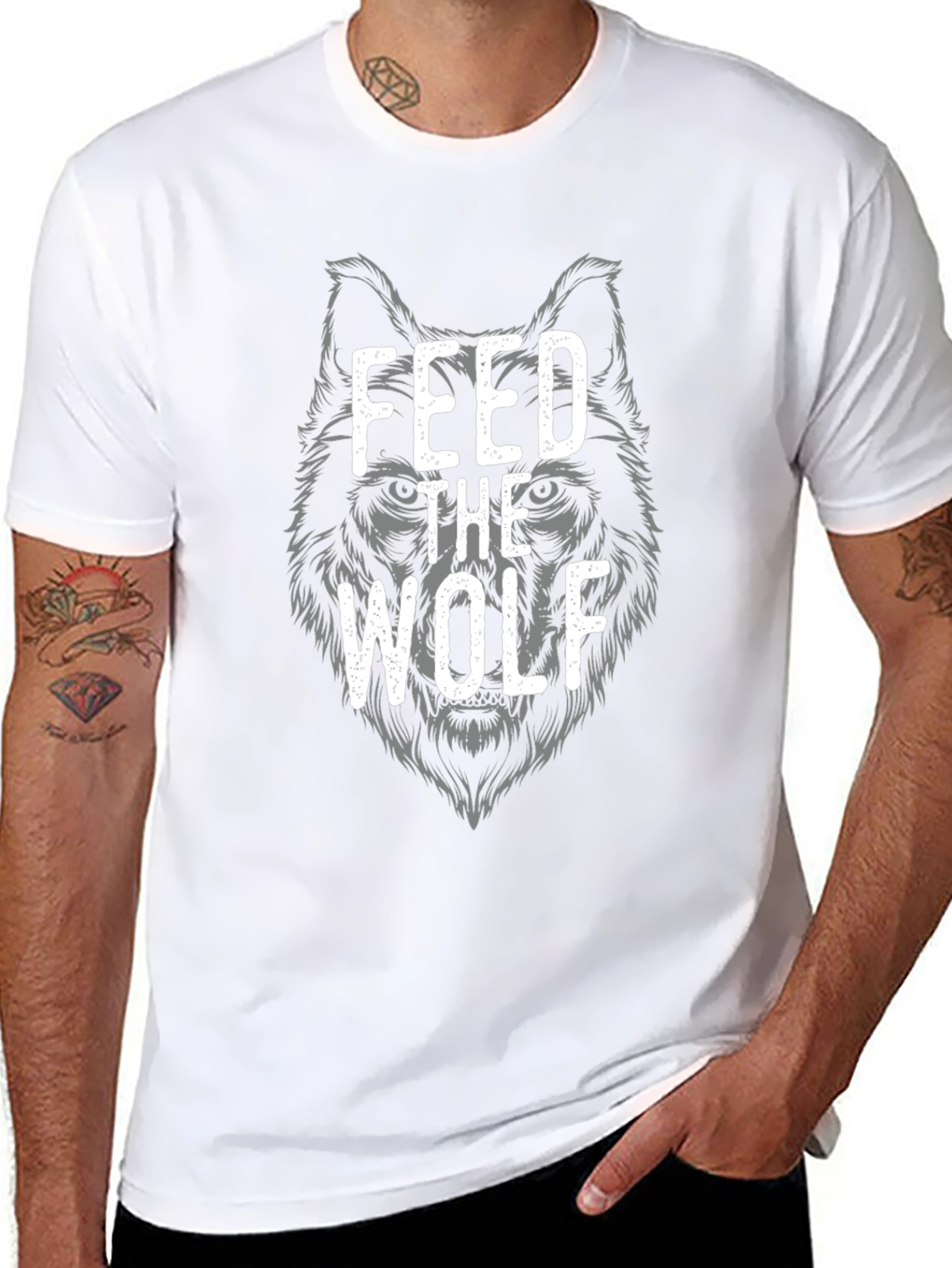 Feed The Wolf Graphic Tee - Black Cotton T-Shirt