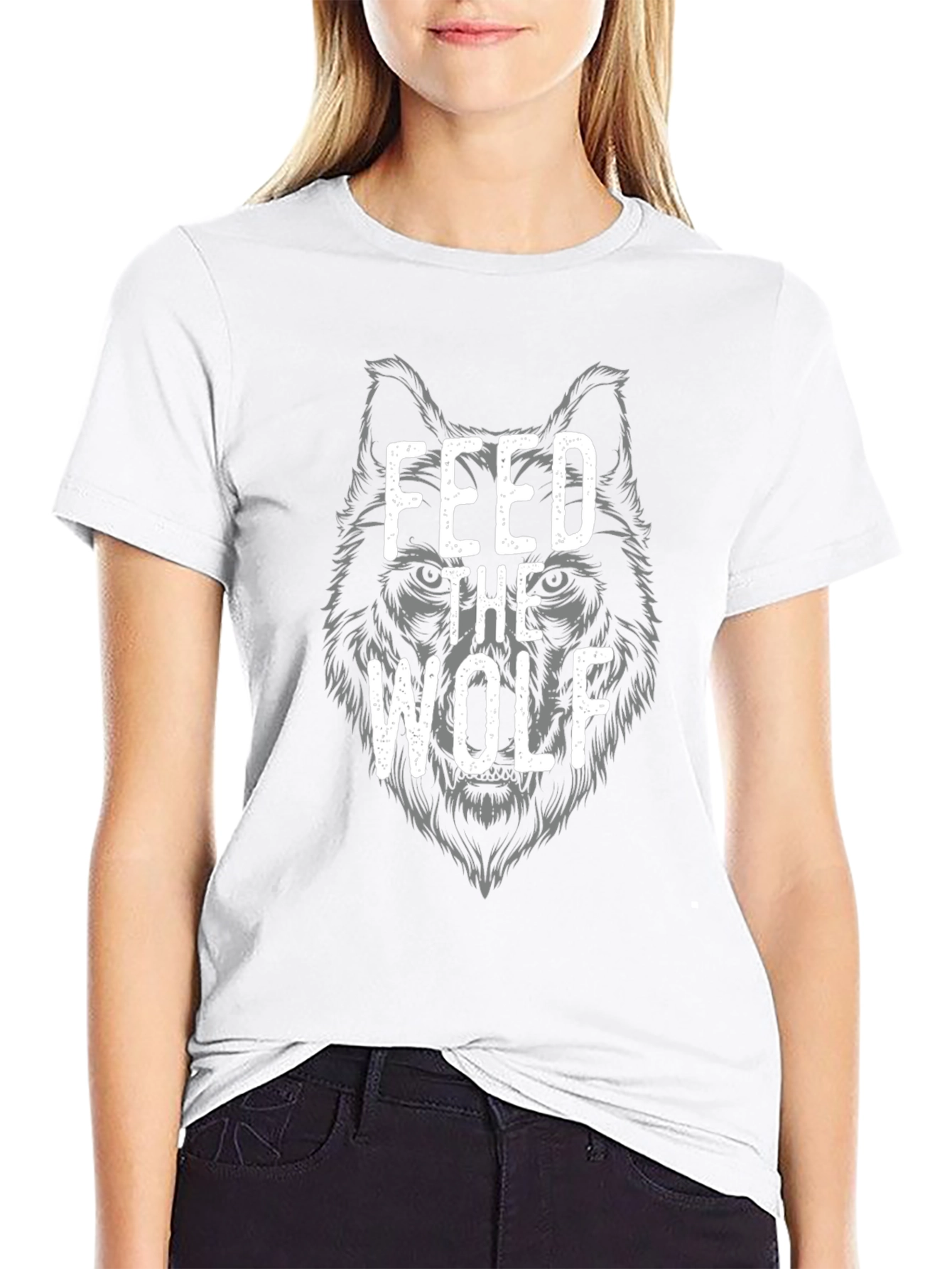 Feed The Wolf Graphic Tee - Black Cotton T-Shirt