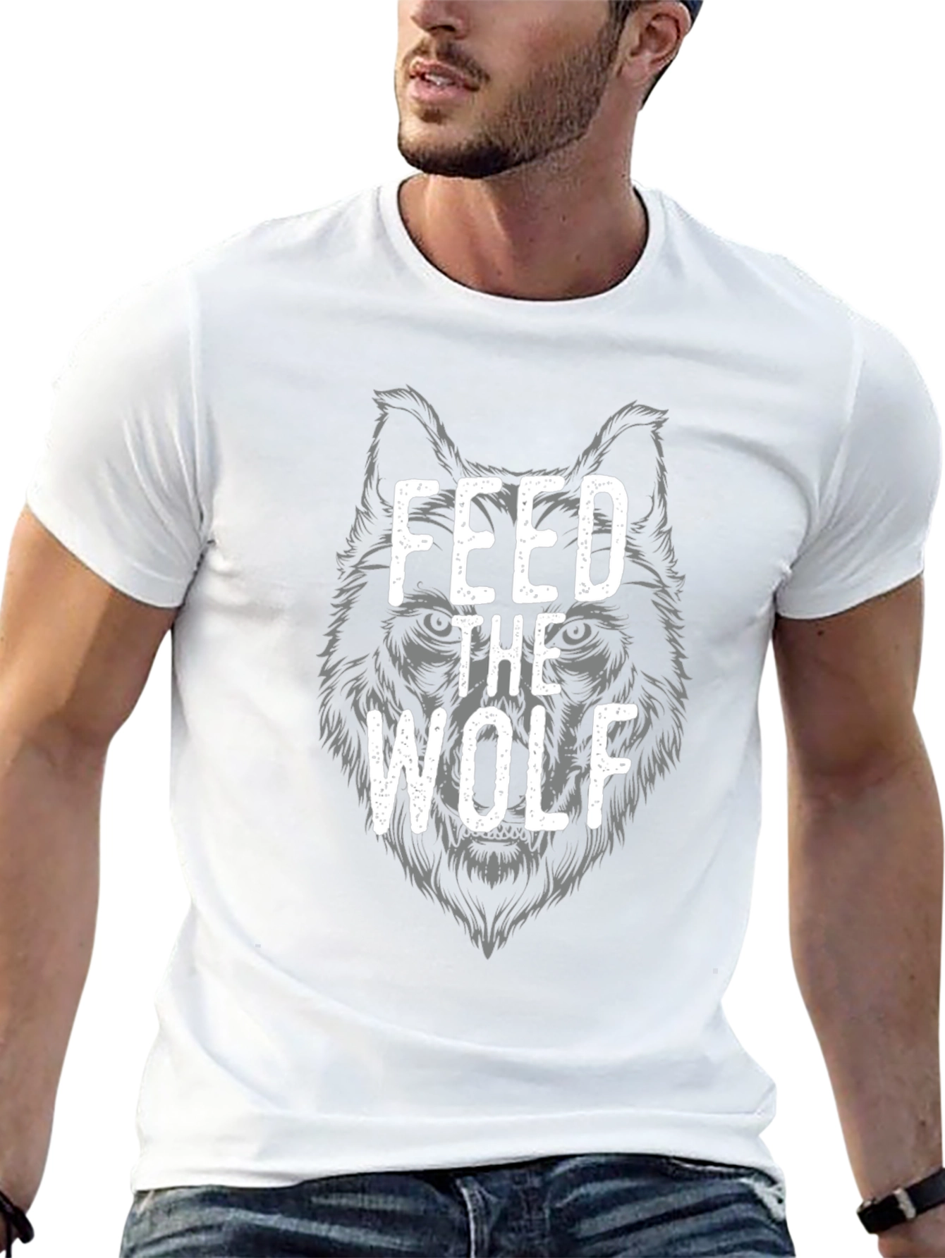 Feed The Wolf Graphic Tee - Black Cotton T-Shirt
