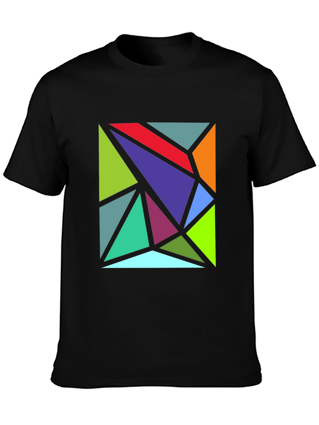 Geometric Triangle Art Black T-Shirt
