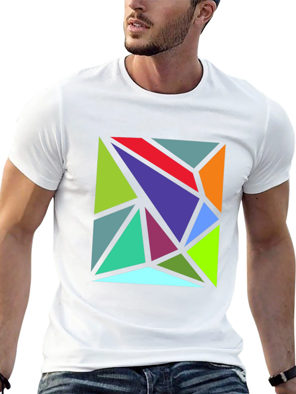 Geometric Triangle Art Black T-Shirt