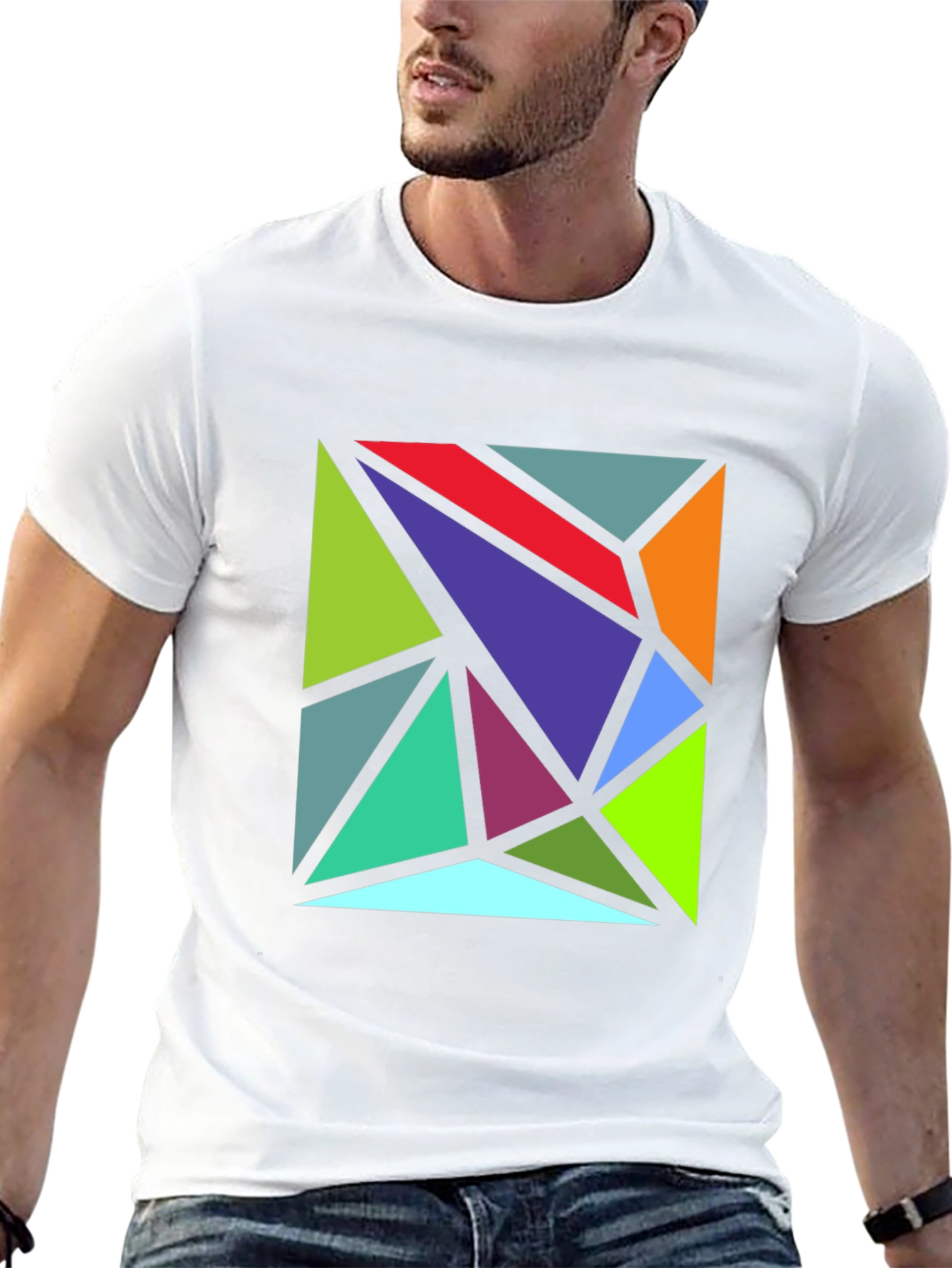 Geometric Triangle Art Black T-Shirt