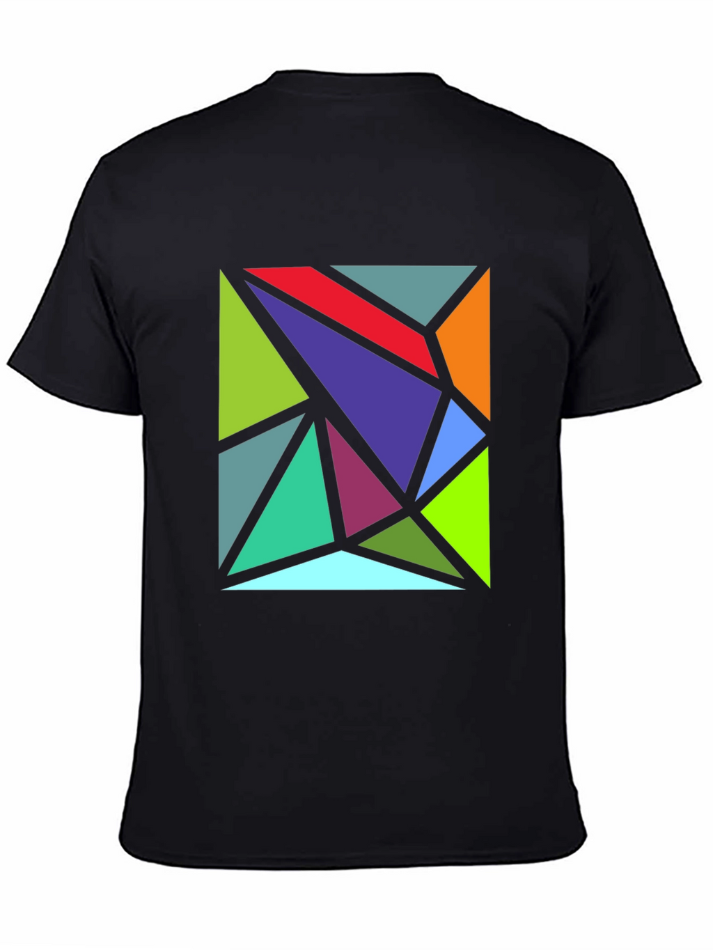 Geometric Triangle Art Black T-Shirt