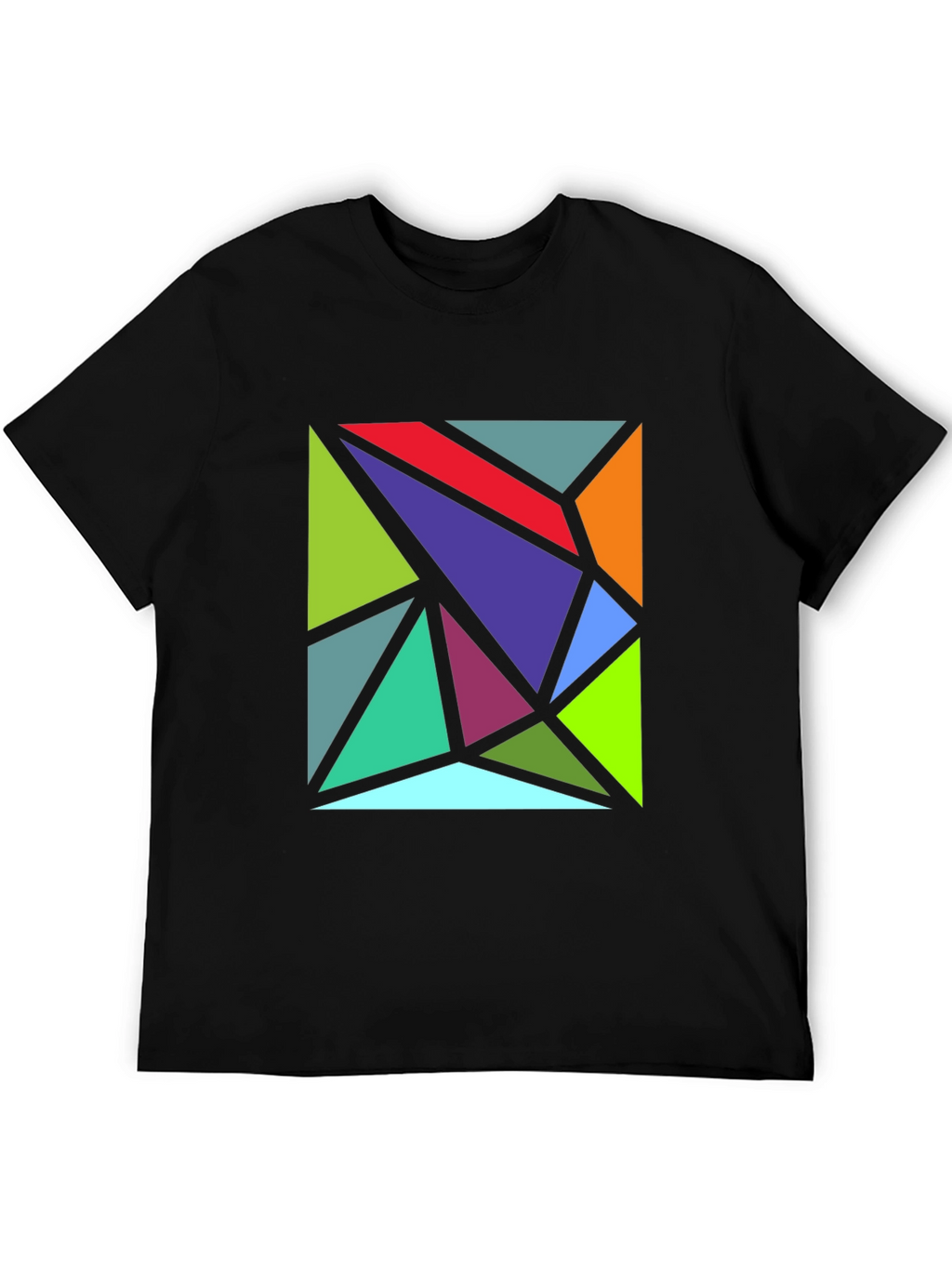 Geometric Triangle Art Black T-Shirt