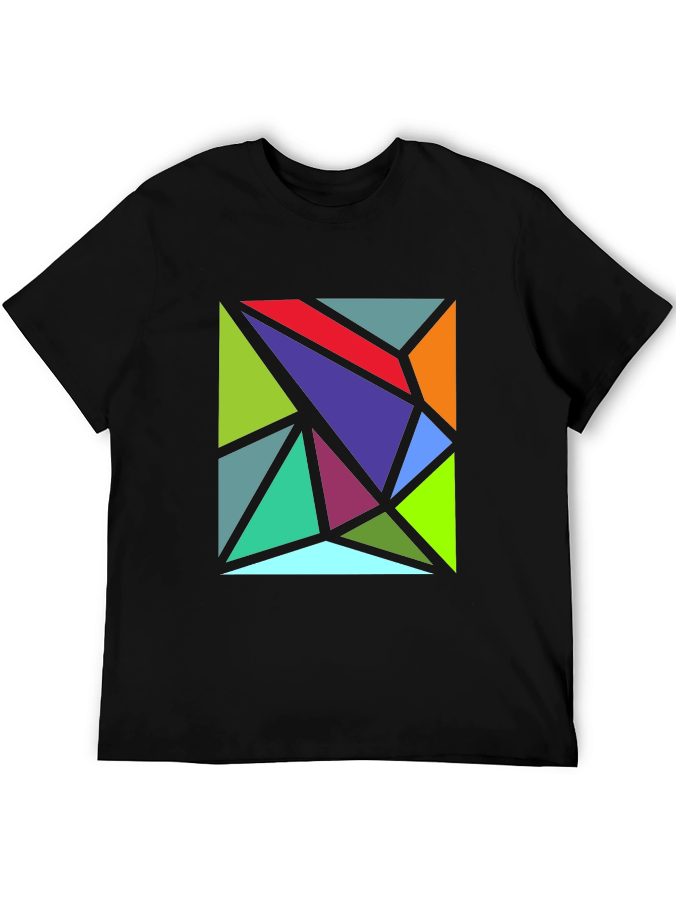 Geometric Triangle Art Black T-Shirt