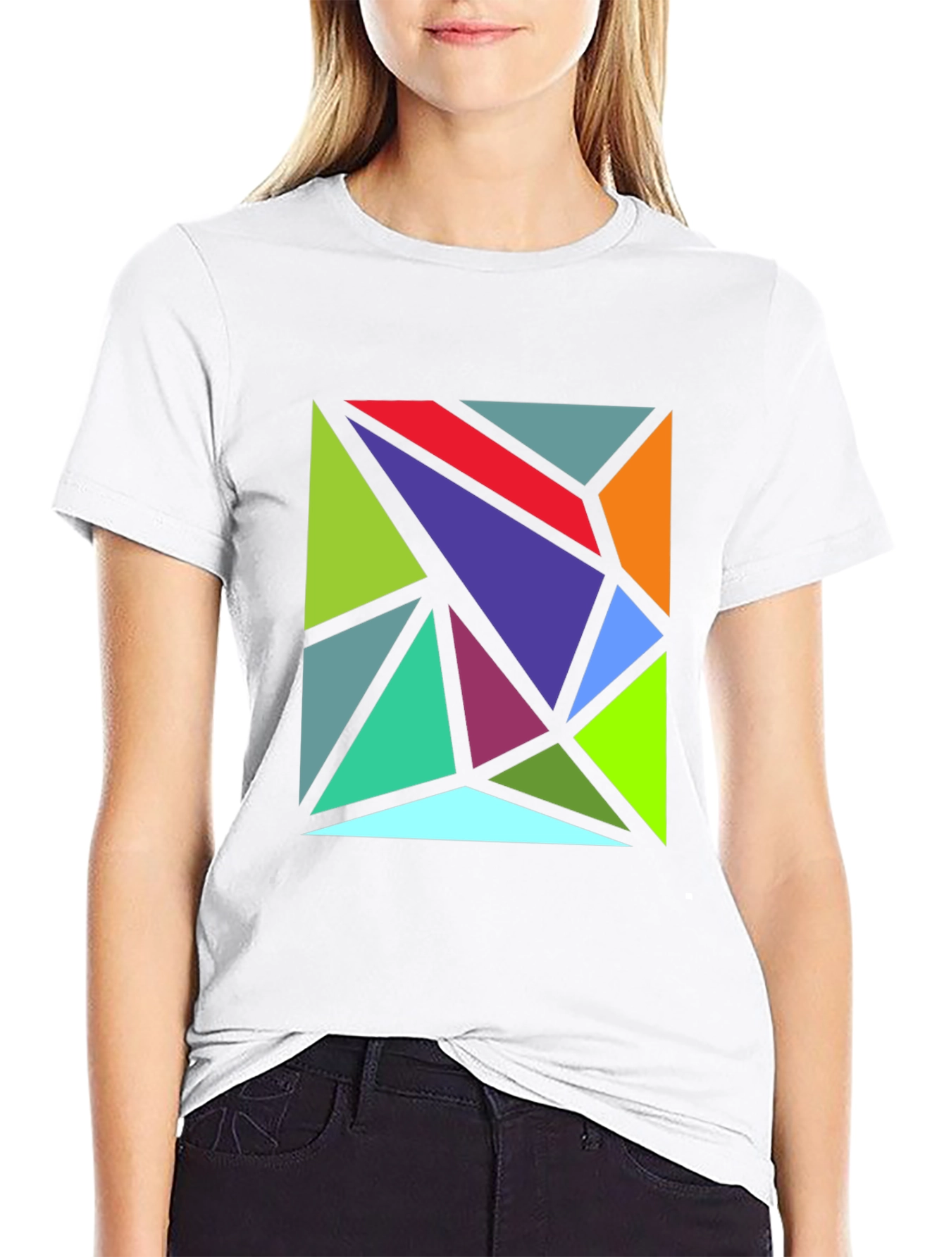 Geometric Triangle Art Black T-Shirt