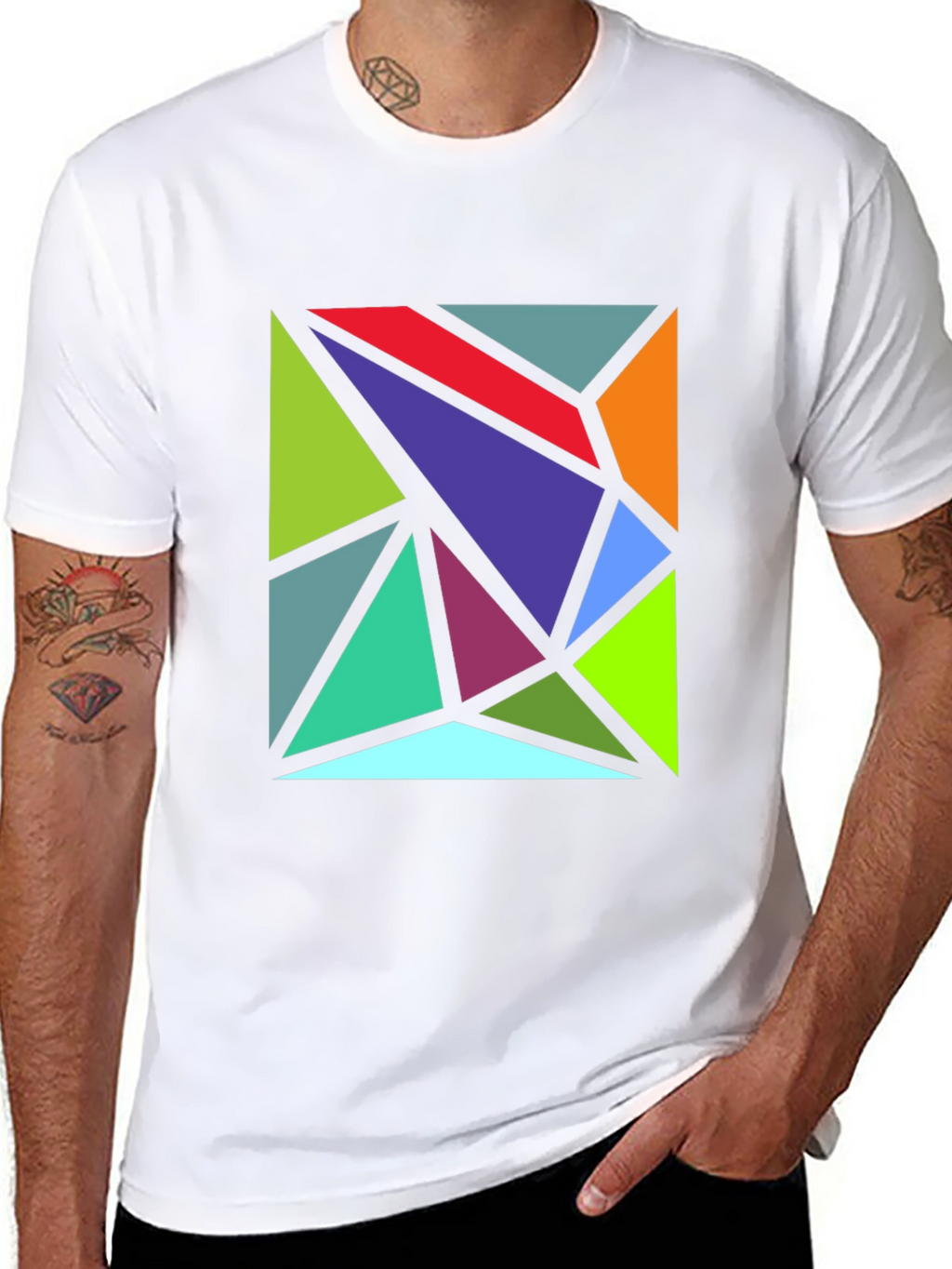 Geometric Triangle Art Black T-Shirt