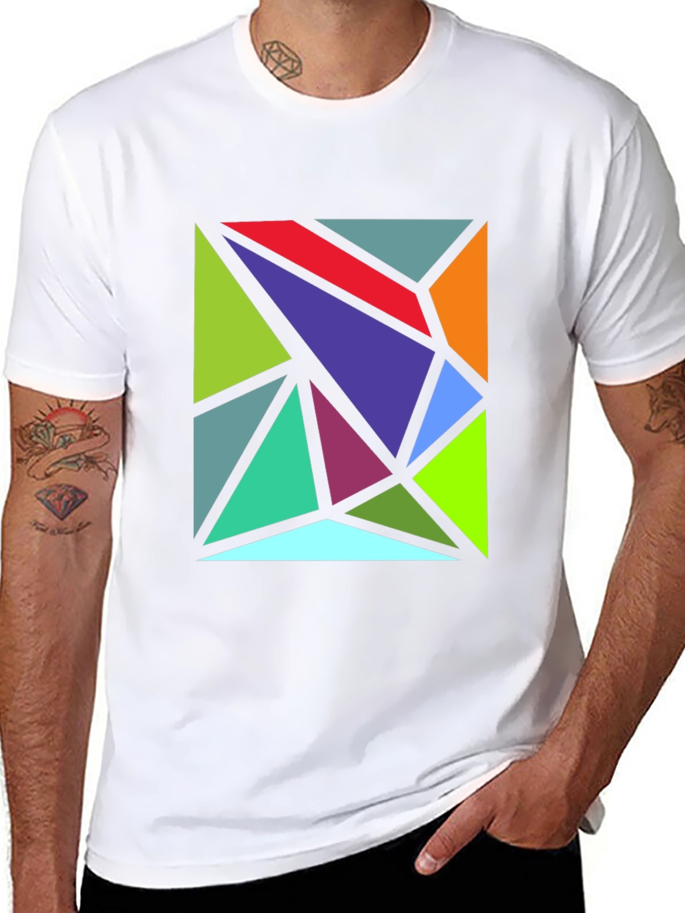 Geometric Triangle Art Black T-Shirt